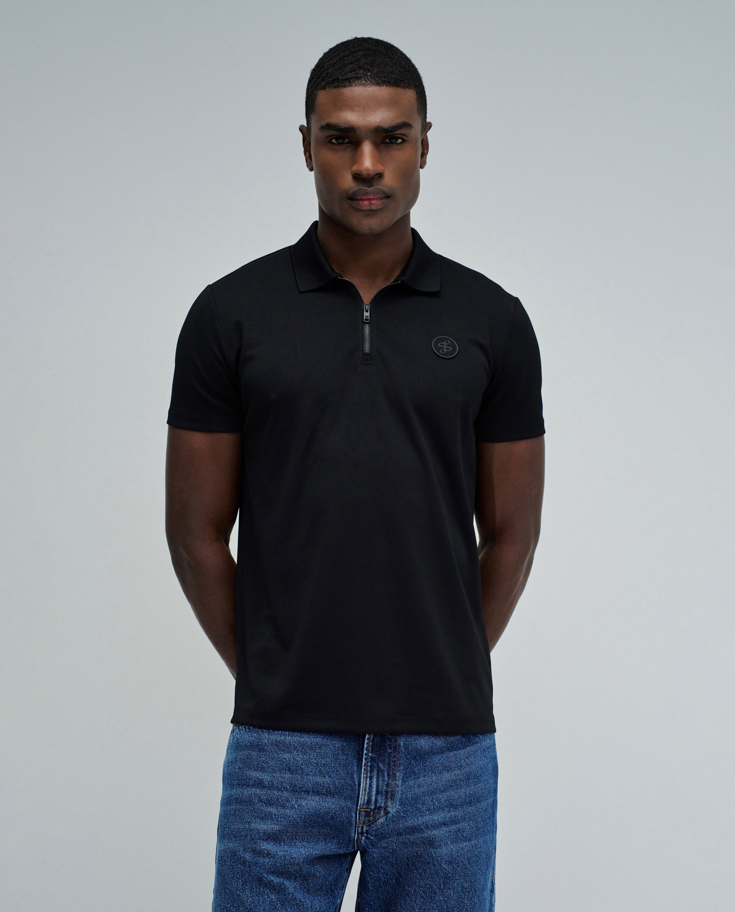 Polo de hombre con cierre regular fit - Salsa Jeans - Negro Negro-1