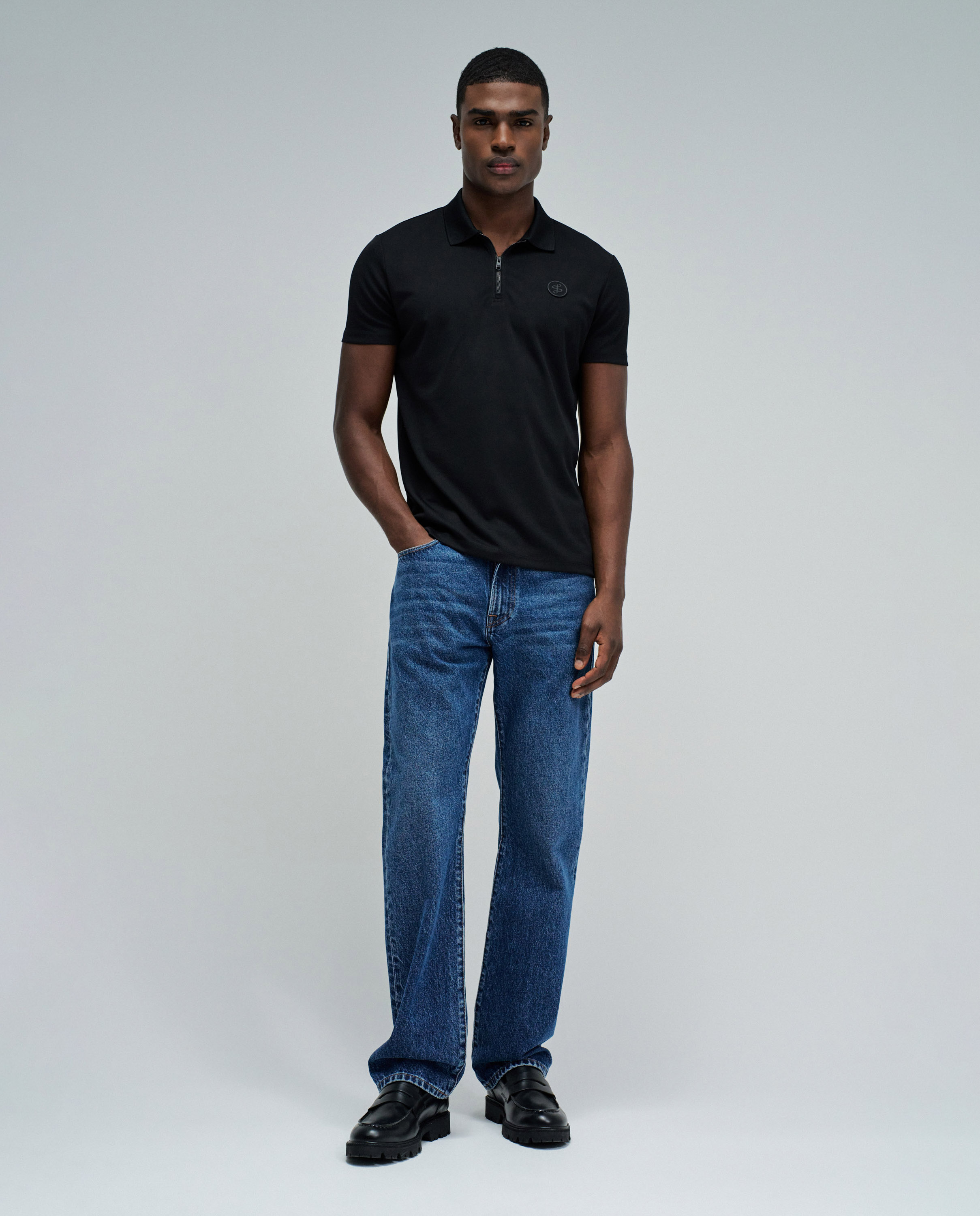 Polo de hombre con cierre regular fit - Salsa Jeans - Negro Negro-5