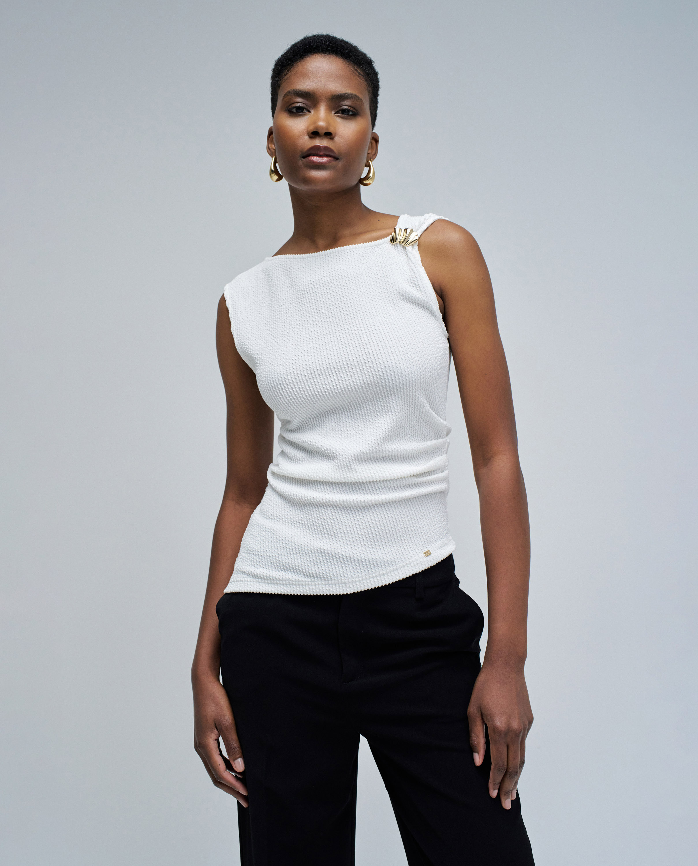 Top de mujer asimétrico - Salsa Jeans - Blanco Blanco-1
