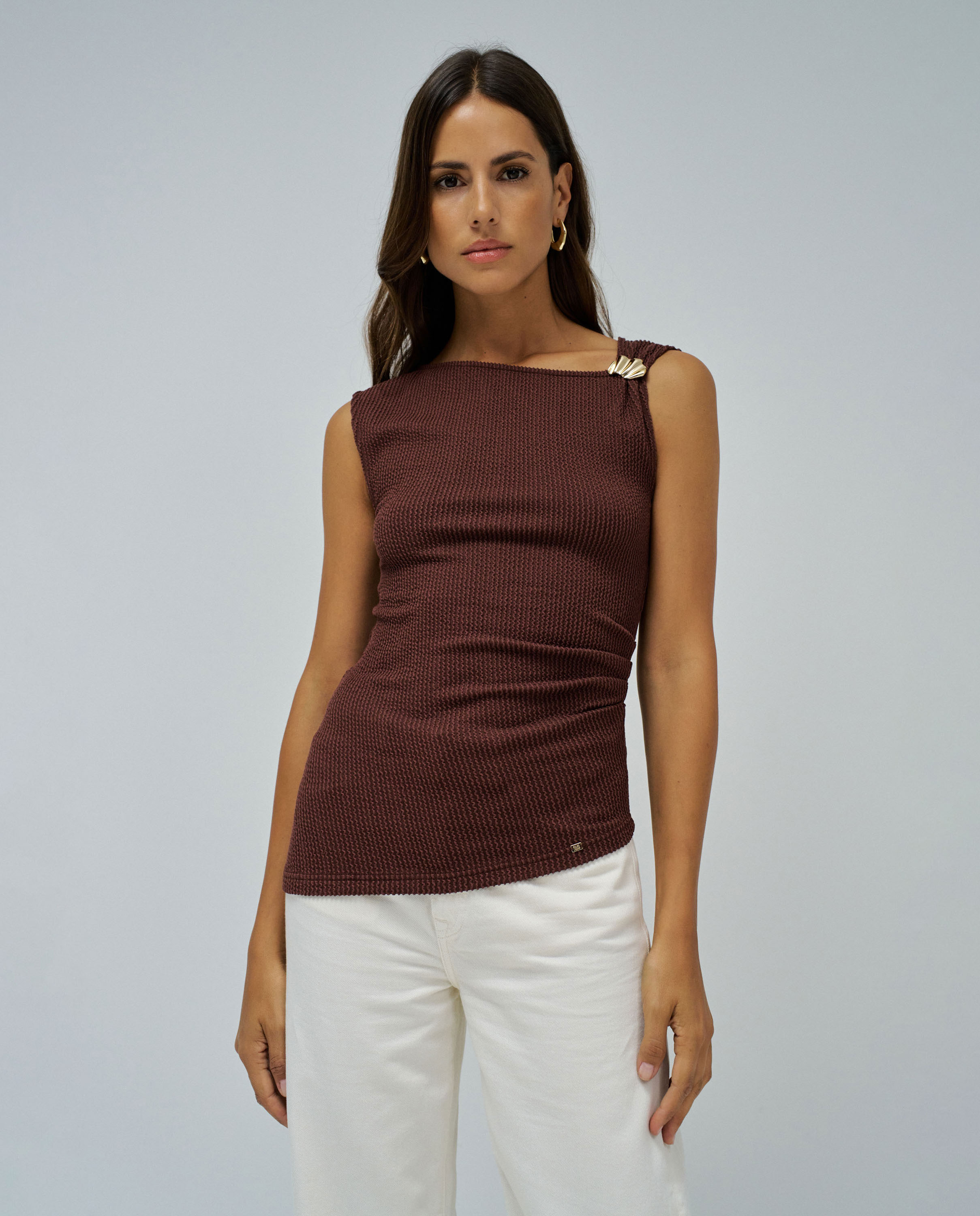Top de mujer asimétrico - Salsa Jeans - Marrón Marrón-1