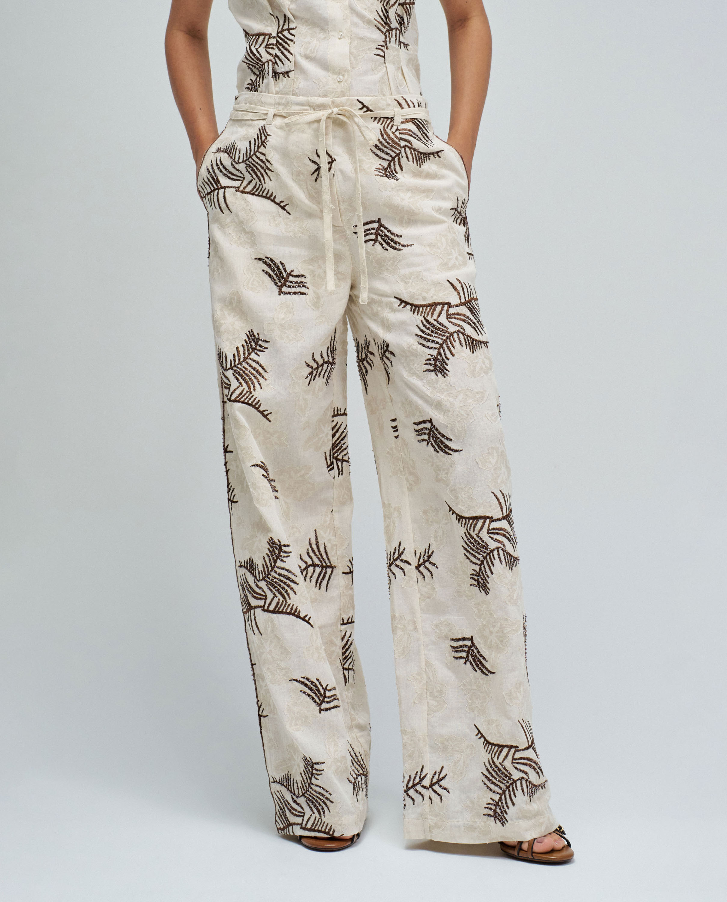 Pantalones rectos con jacquard de mujer Blanco Salsa Jeans Blanco-1