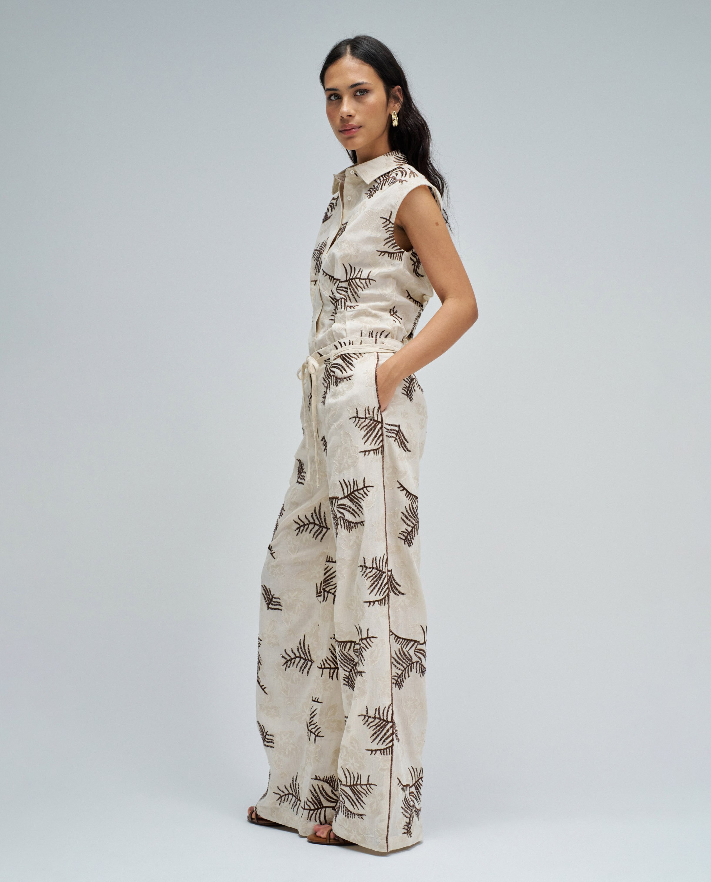 Pantalones rectos con jacquard de mujer Blanco Salsa Jeans Blanco-2