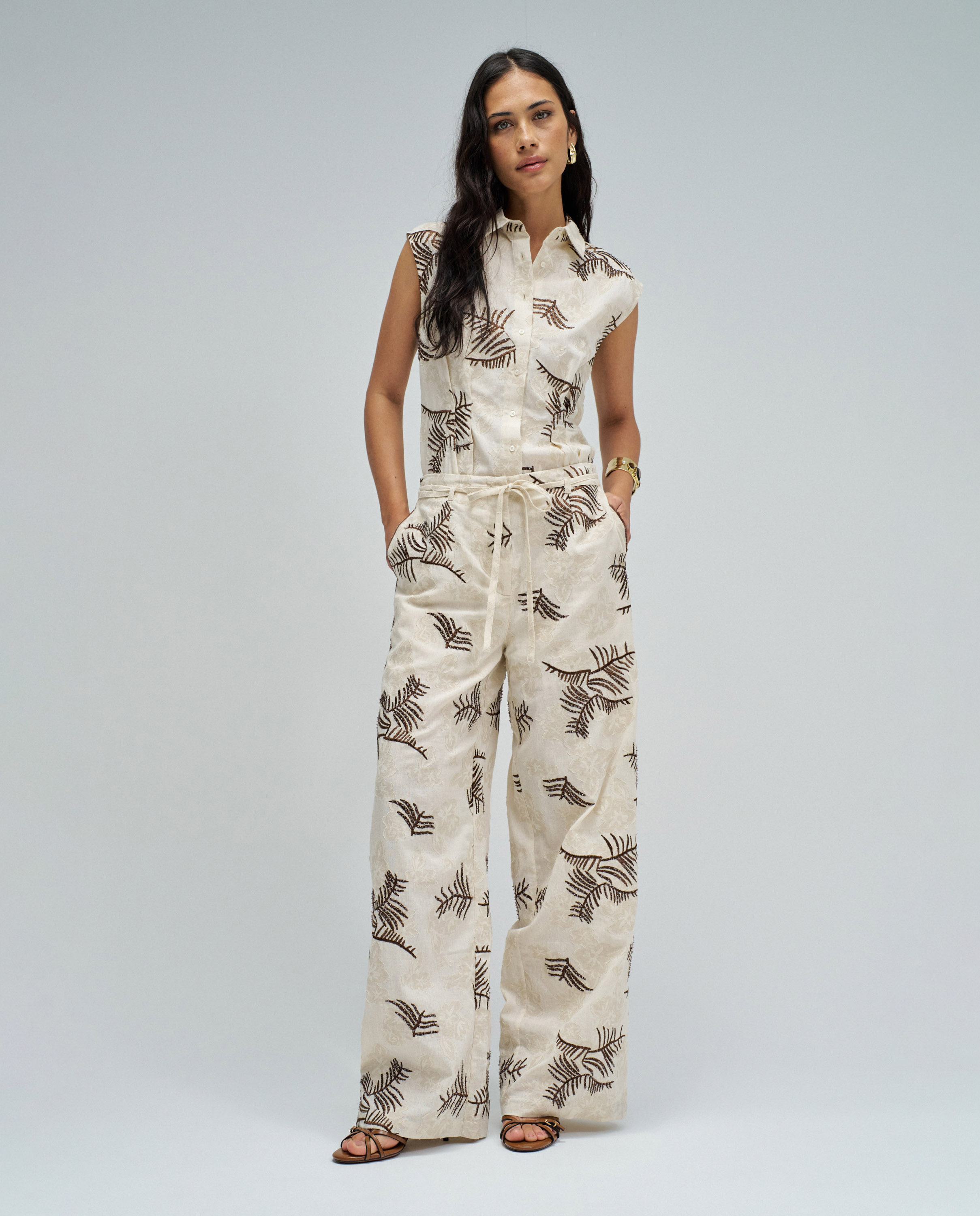 Pantalones rectos con jacquard de mujer Blanco Salsa Jeans Blanco-5