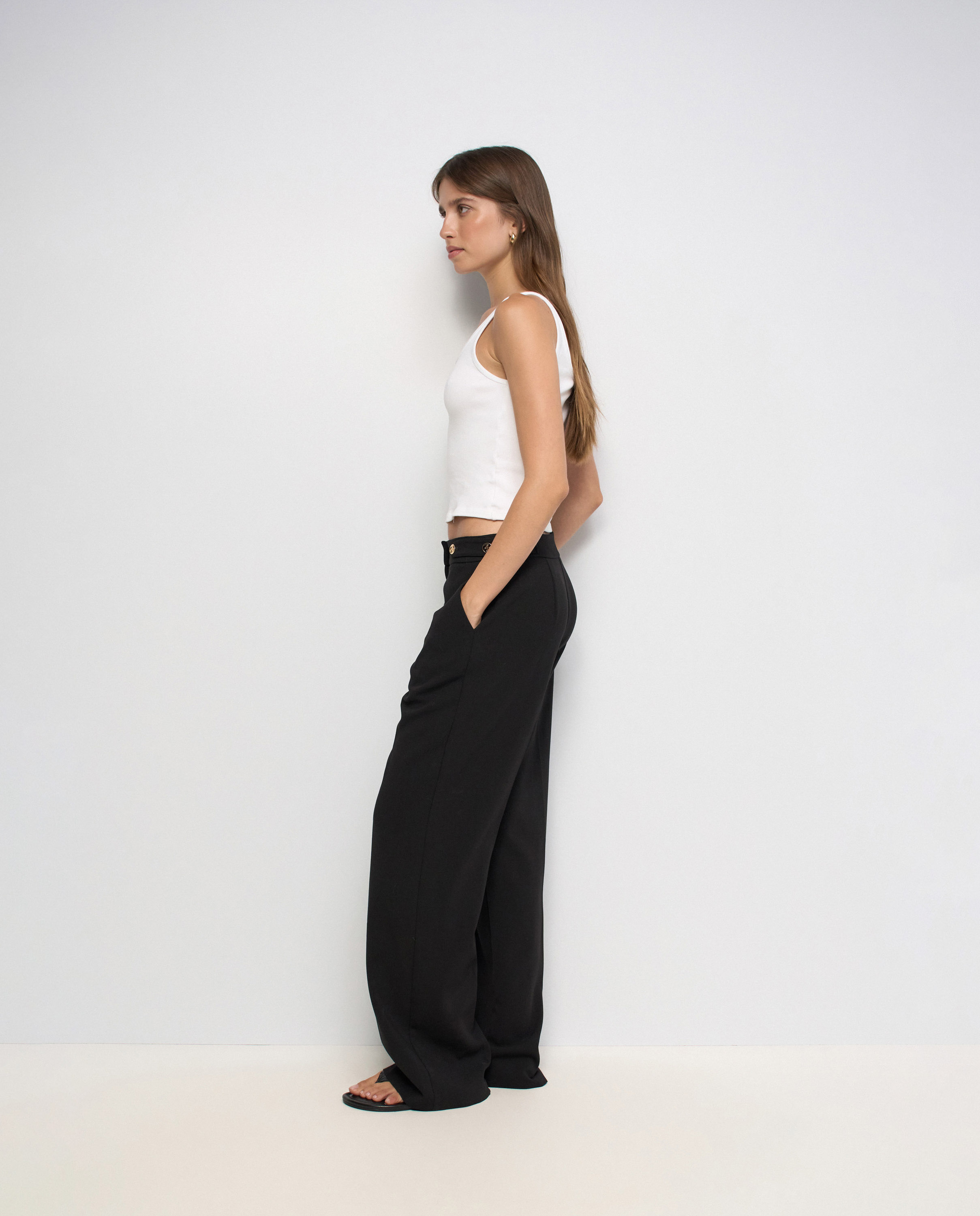 Pantalones de tela con pierna straight de mujer - Salsa Jeans - Negro Negro-2