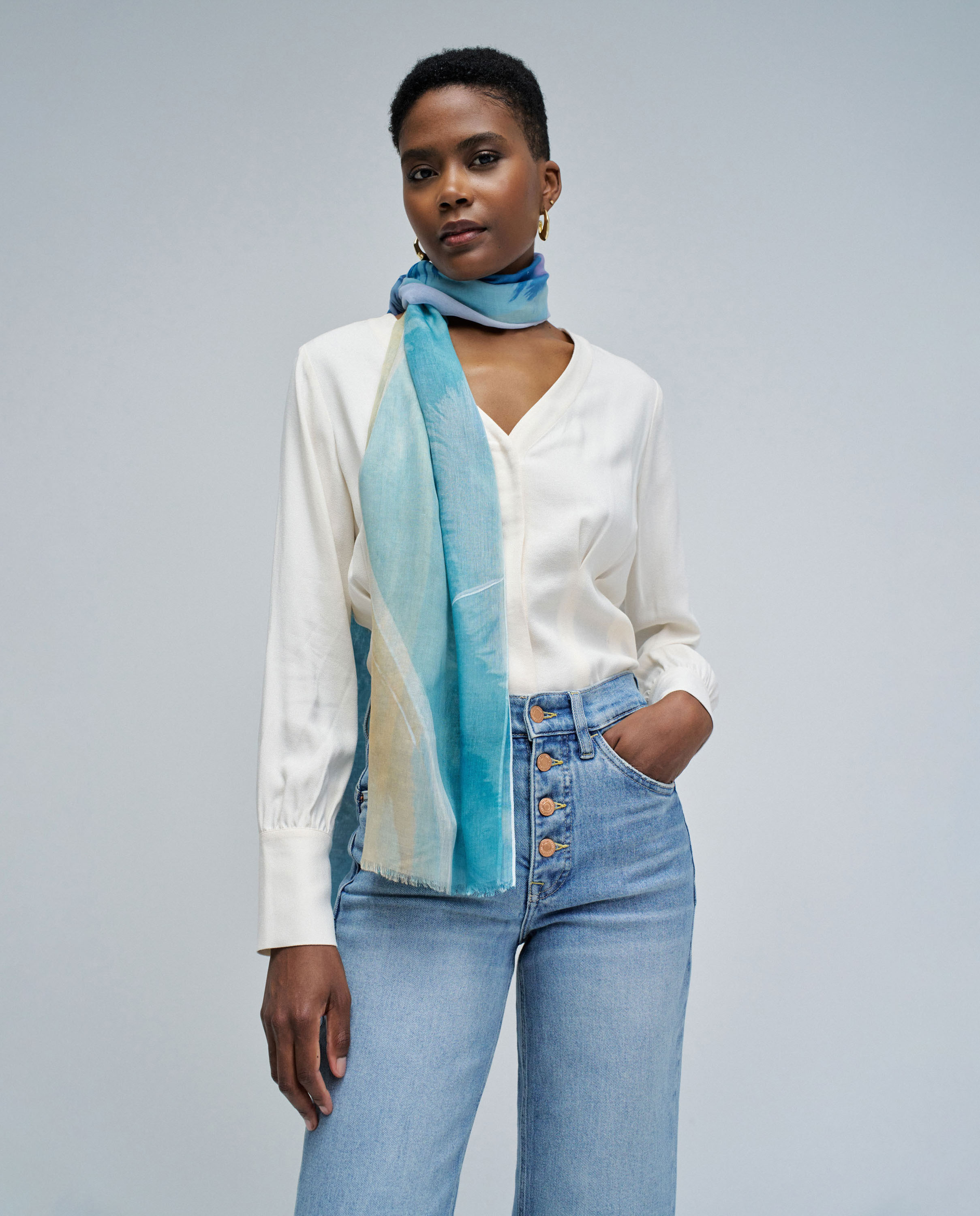 Bufanda de mujer con estampado - Salsa Jeans - Azul Azul-2