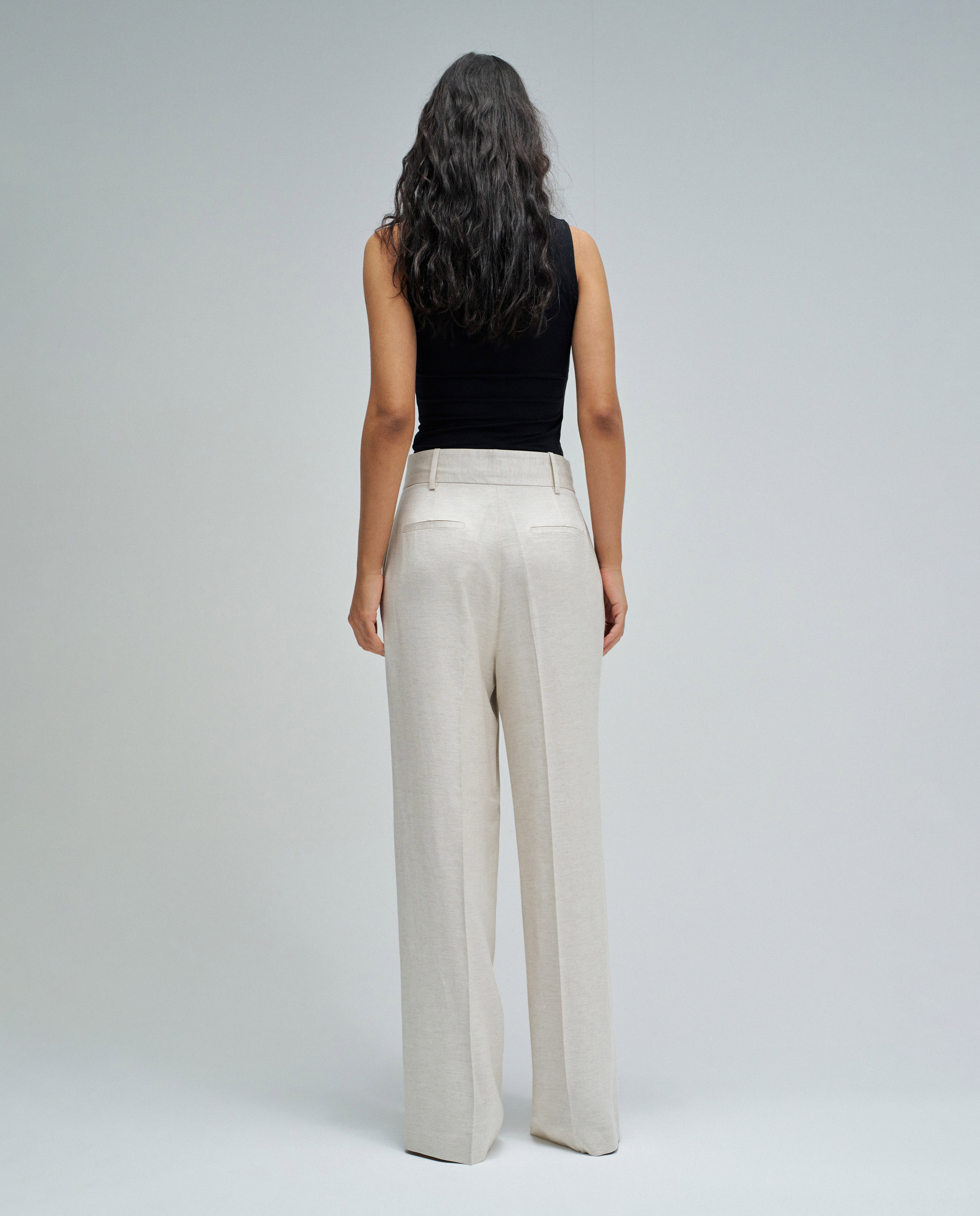 Pantalones chino wide de lino de mujer Blanco Salsa Jeans Blanco-3