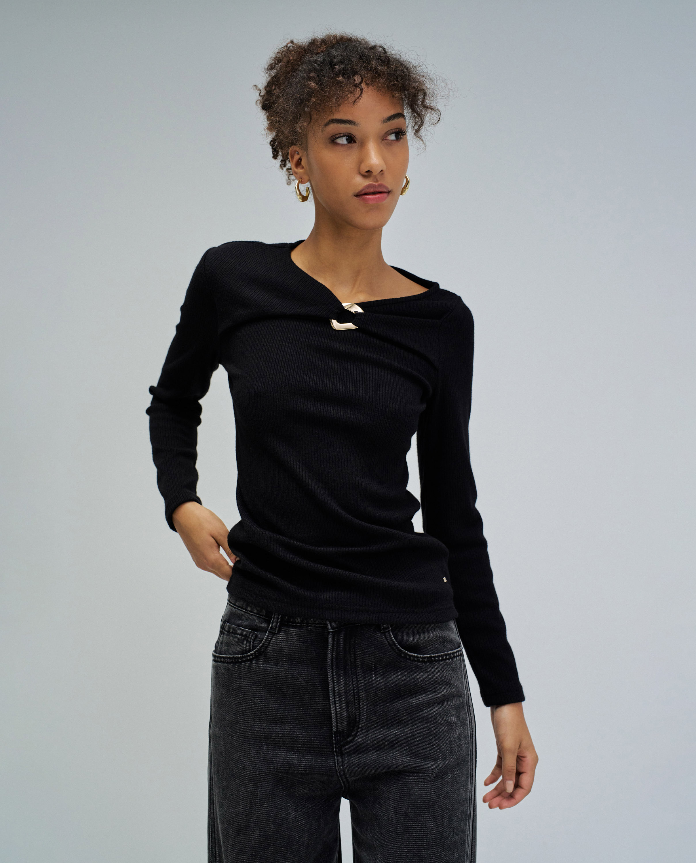 Jersey de mujer de punto acanalado - Salsa Jeans - Negro Negro-1