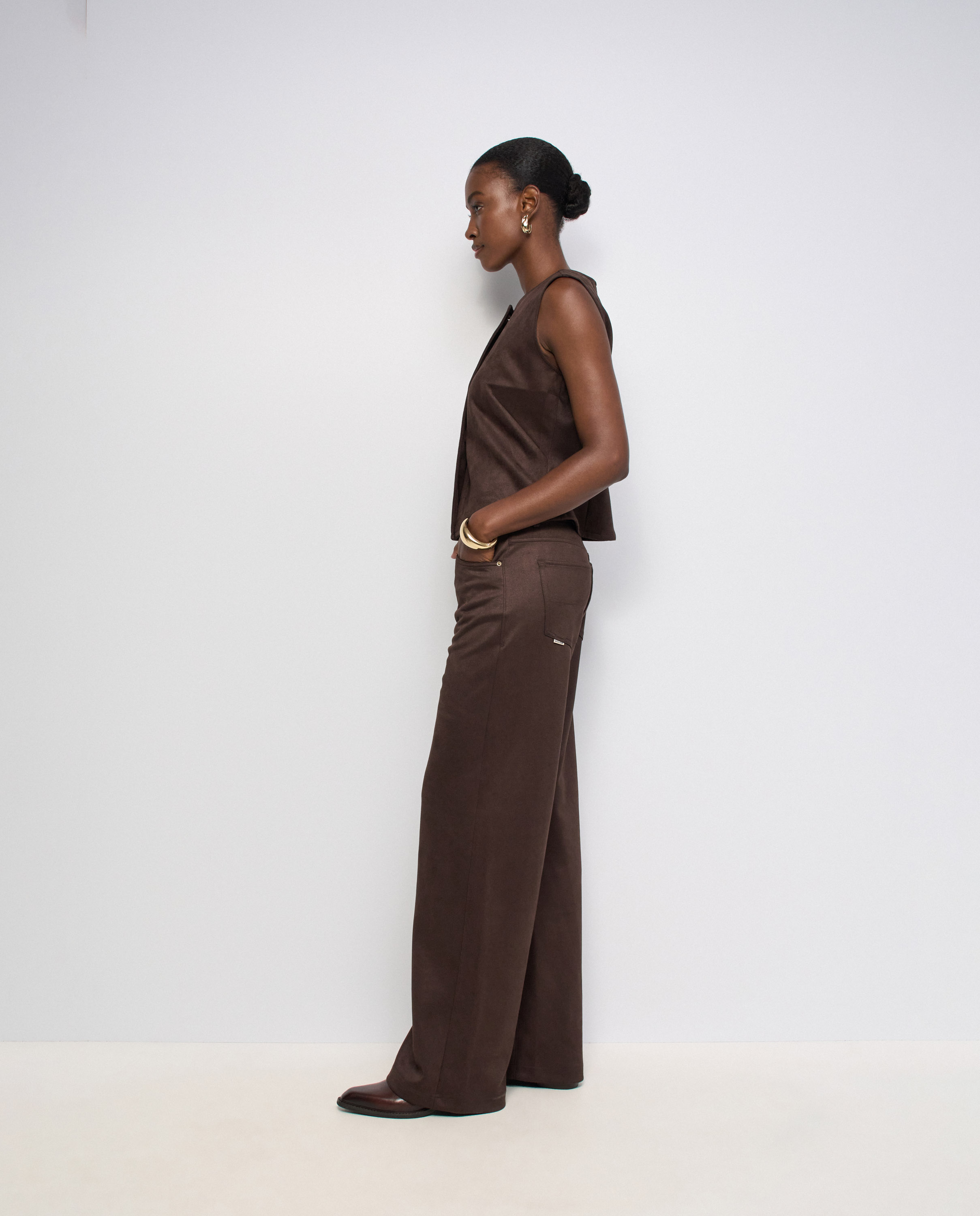 Vaqueros wide leg efecto ante de mujer - Salsa Jeans - Marrón Marrón-2