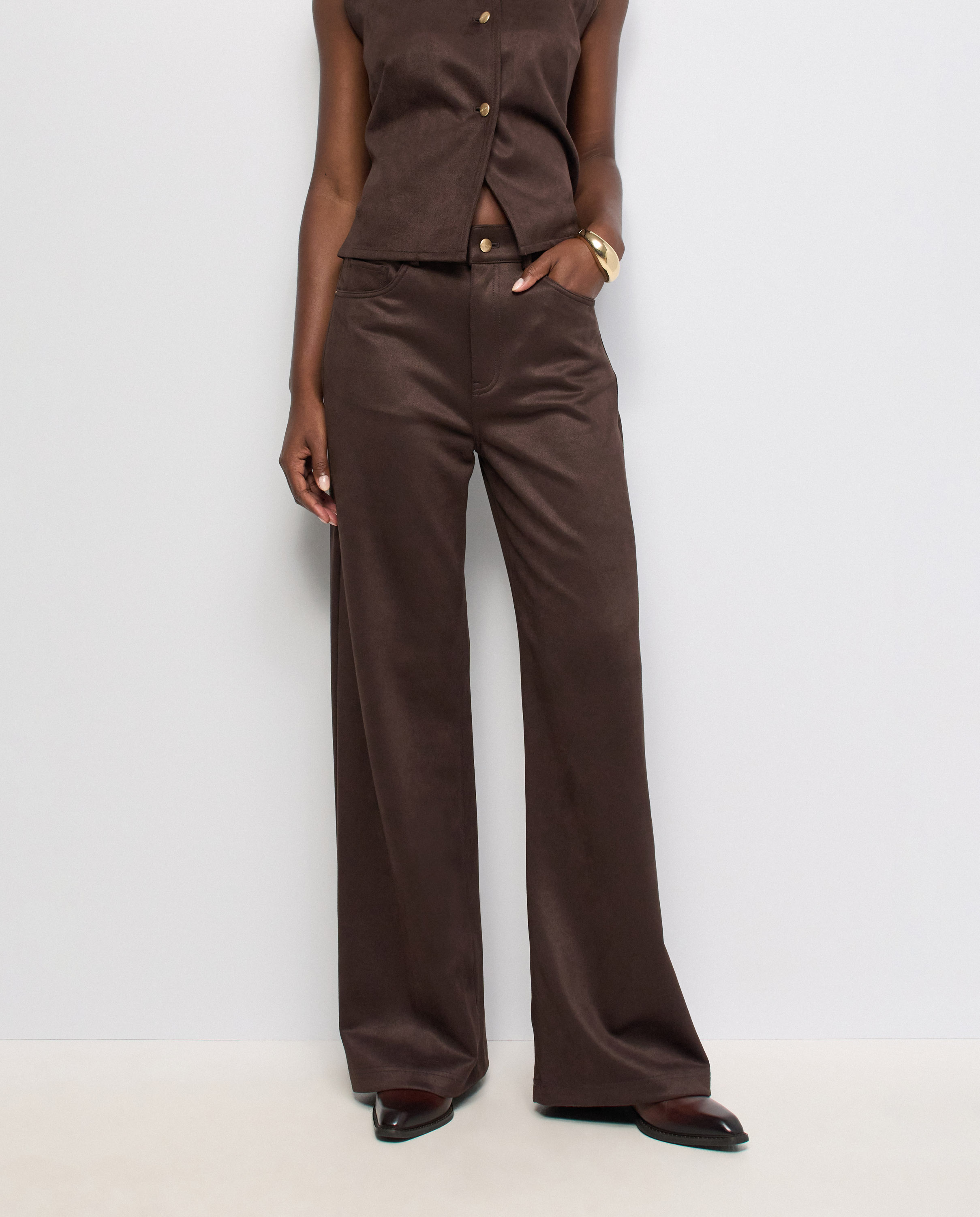 Vaqueros wide leg efecto ante de mujer - Salsa Jeans - Marrón Marrón-5