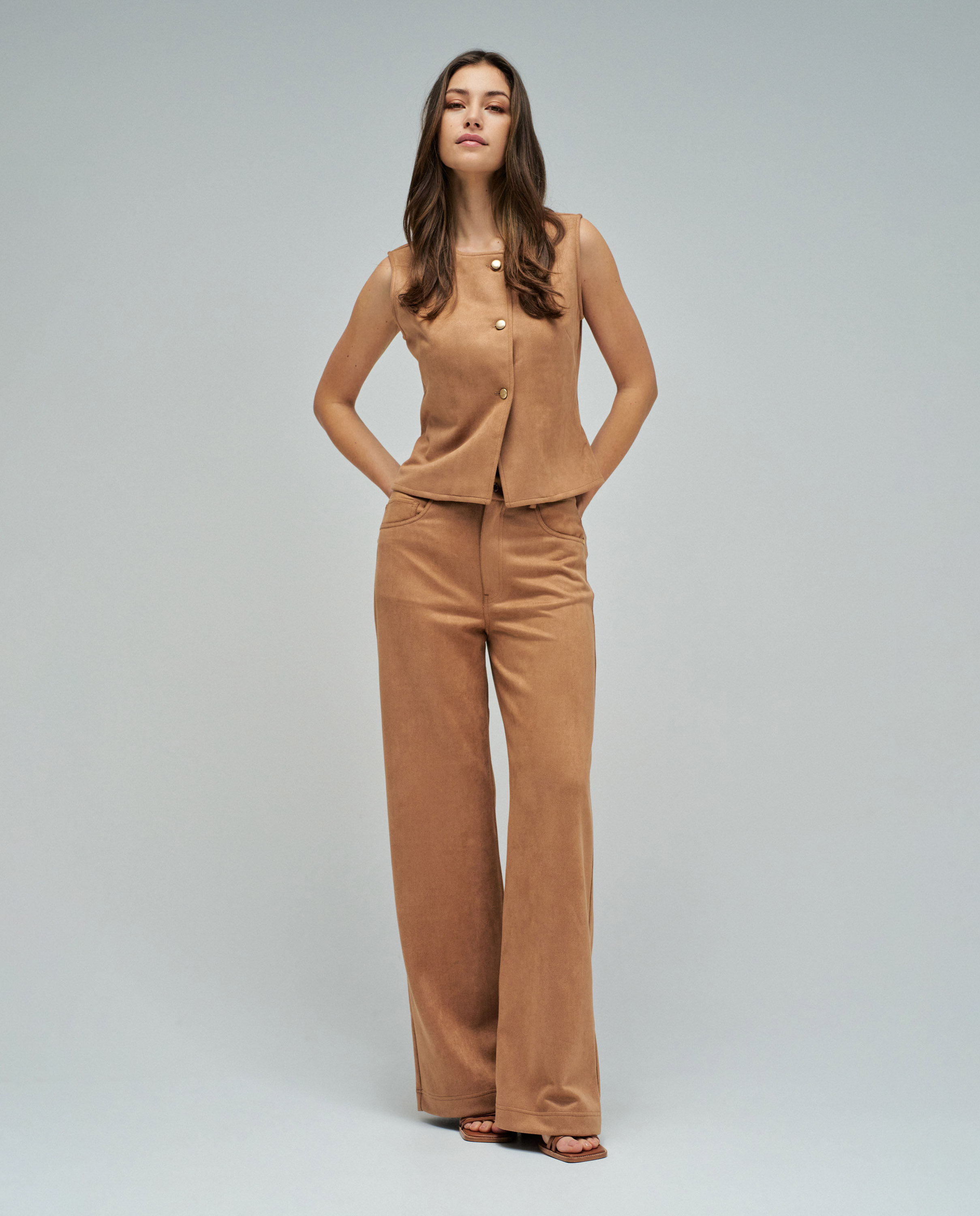 Salsa Jeans - Vaqueros wide leg de ante de mujer.