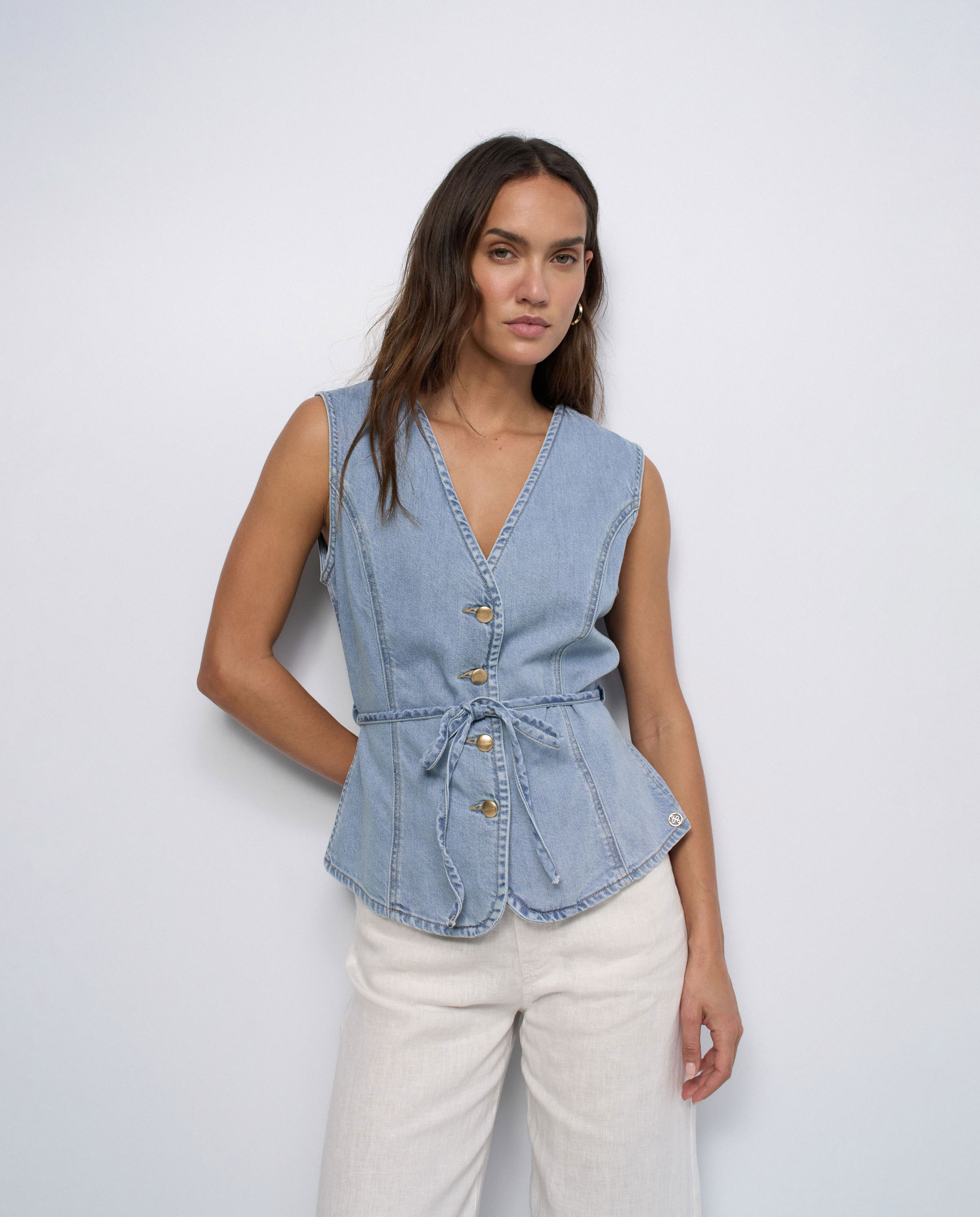 Imagen 0 de Chaleco en lightdenim de mujer Azul