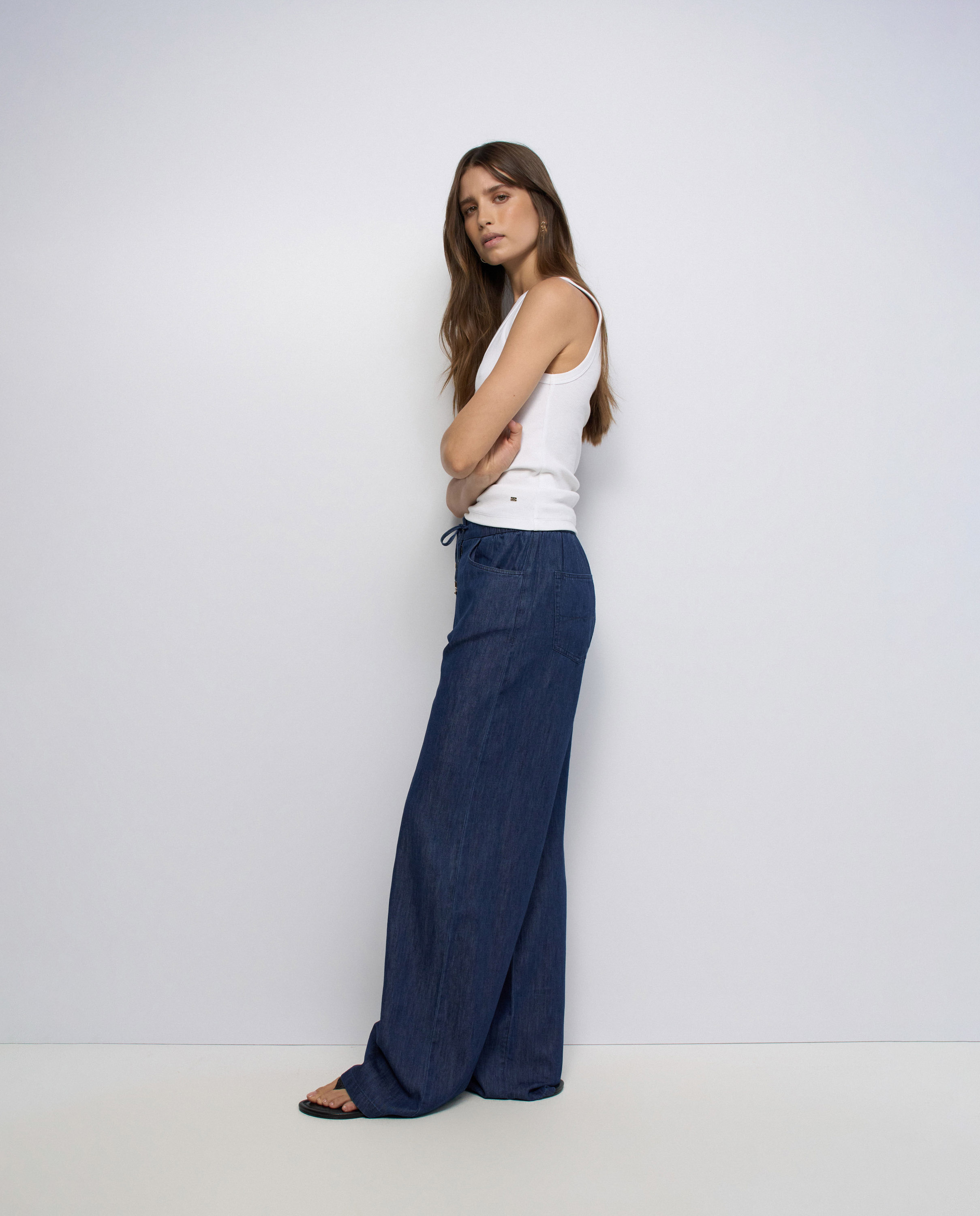 Pantalones jogger en lightdenim wide leg de mujer - Salsa Jeans - Azul Azul-2