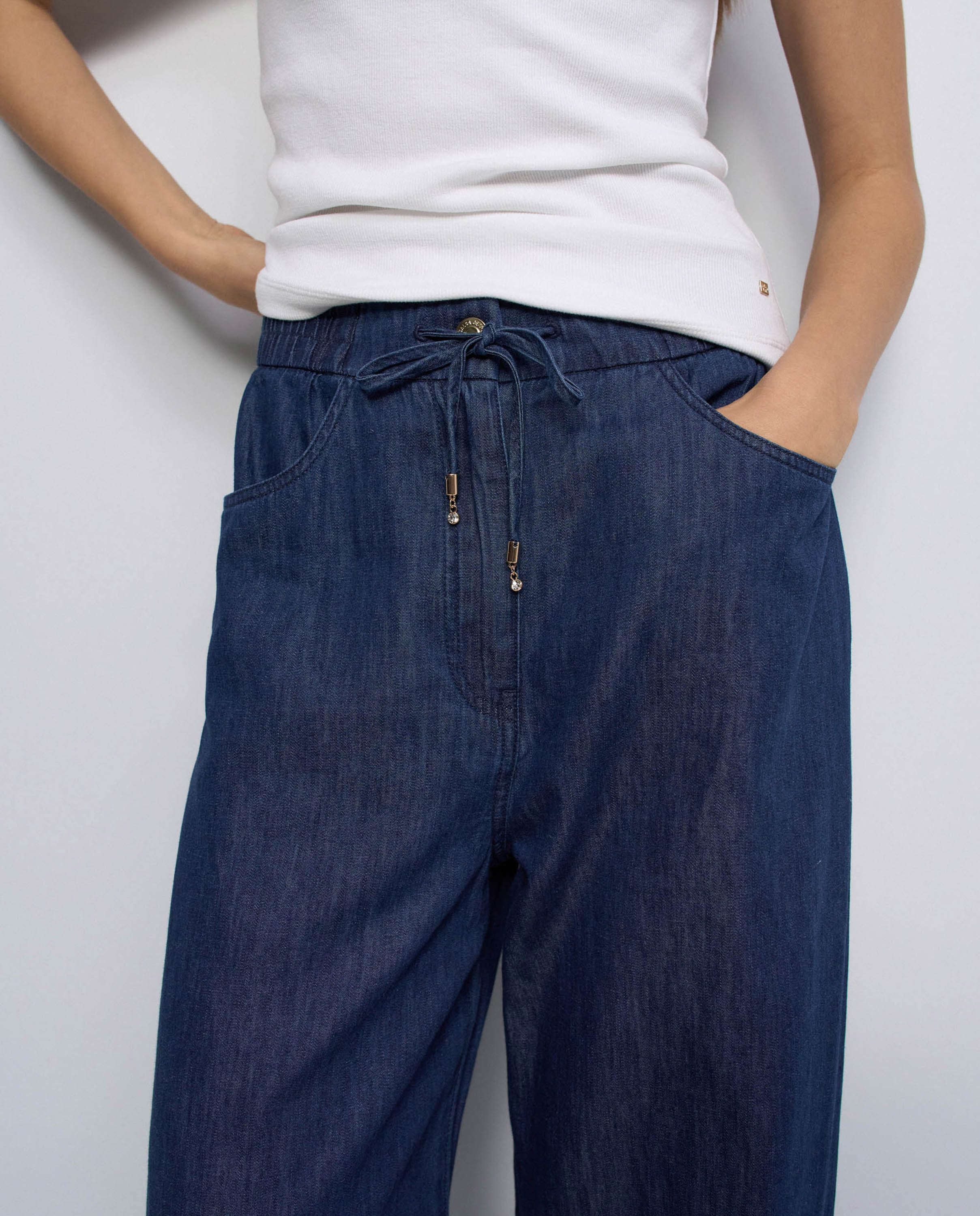 Pantalones jogger en lightdenim wide leg de mujer - Salsa Jeans - Azul Azul-4