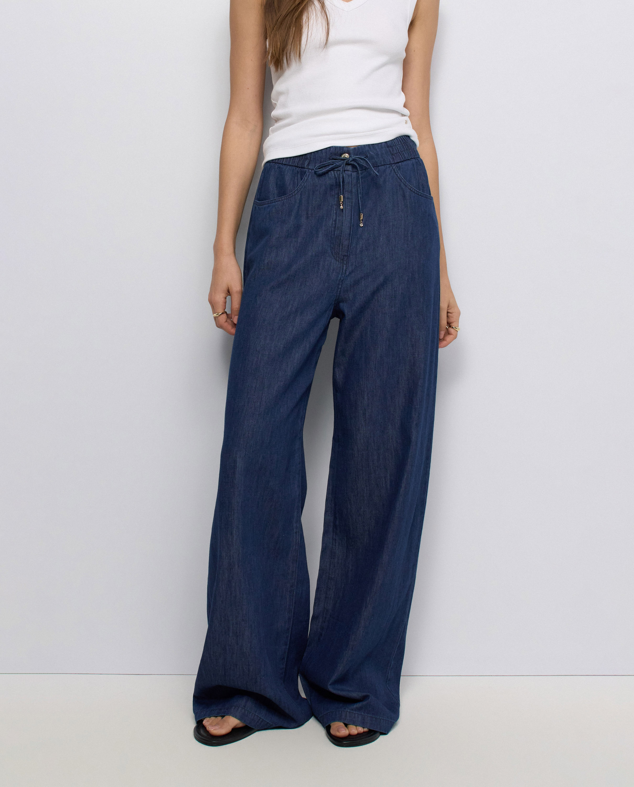 Pantalones jogger en lightdenim wide leg de mujer - Salsa Jeans - Azul Azul-5