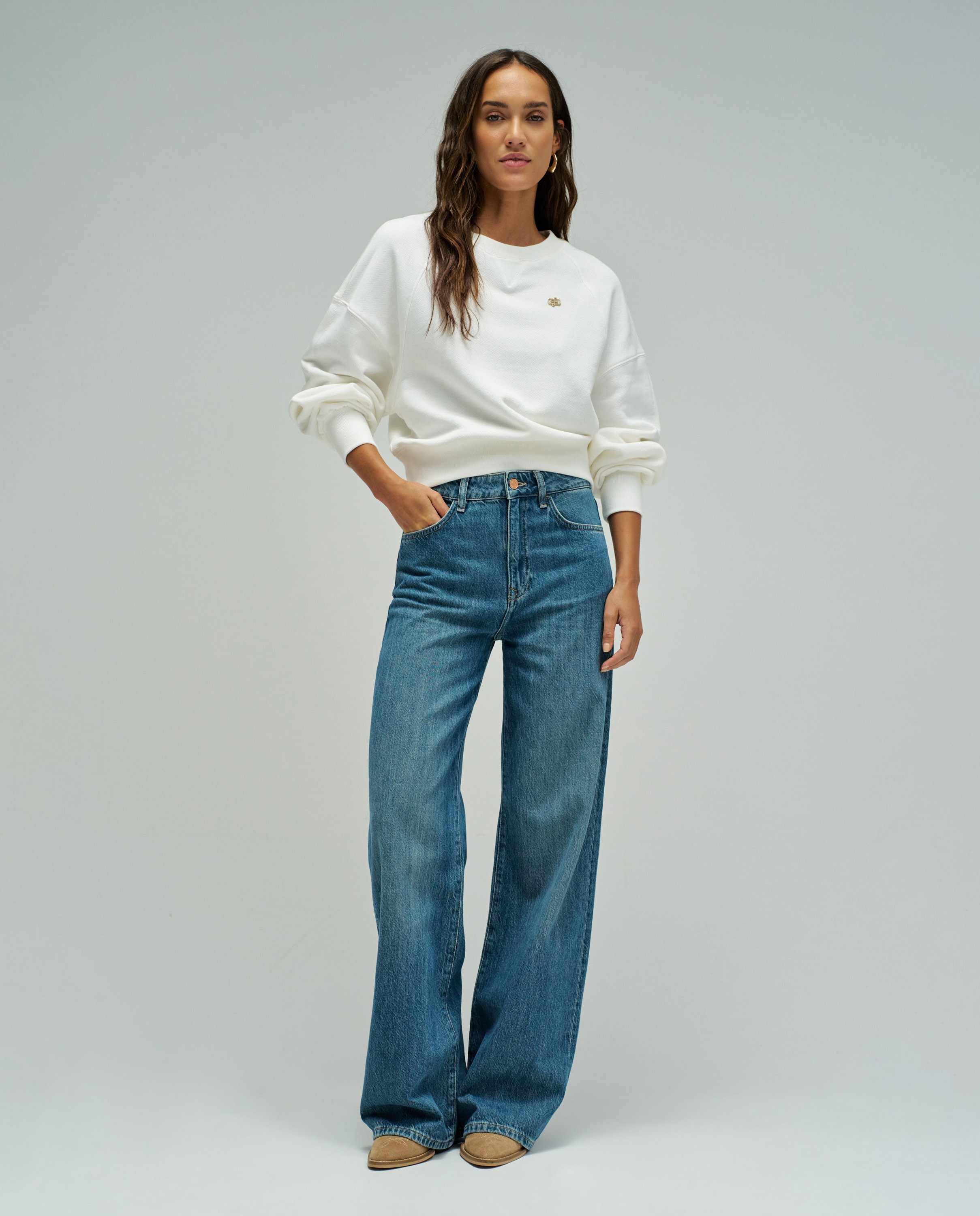 Sudadera texturada regular fit de mujer - Salsa Jeans - Blanco Blanco-5