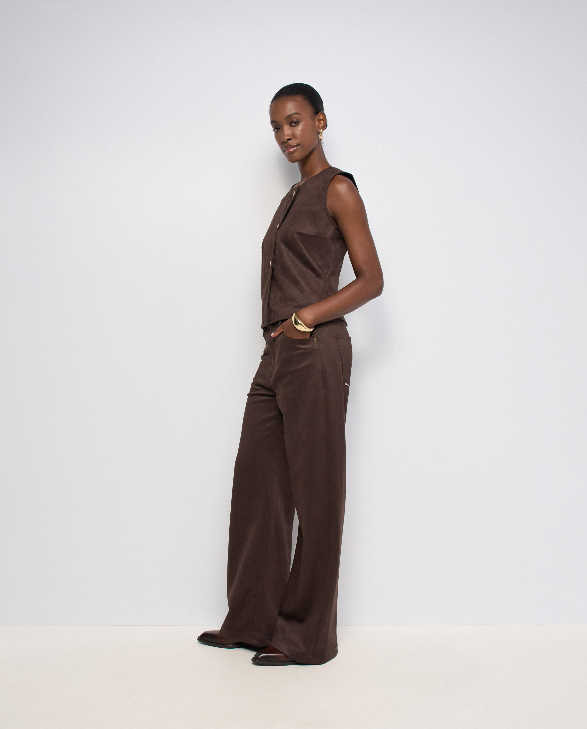 Chaleco efecto ante de mujer - Salsa Jeans - Marrón Marrón-2
