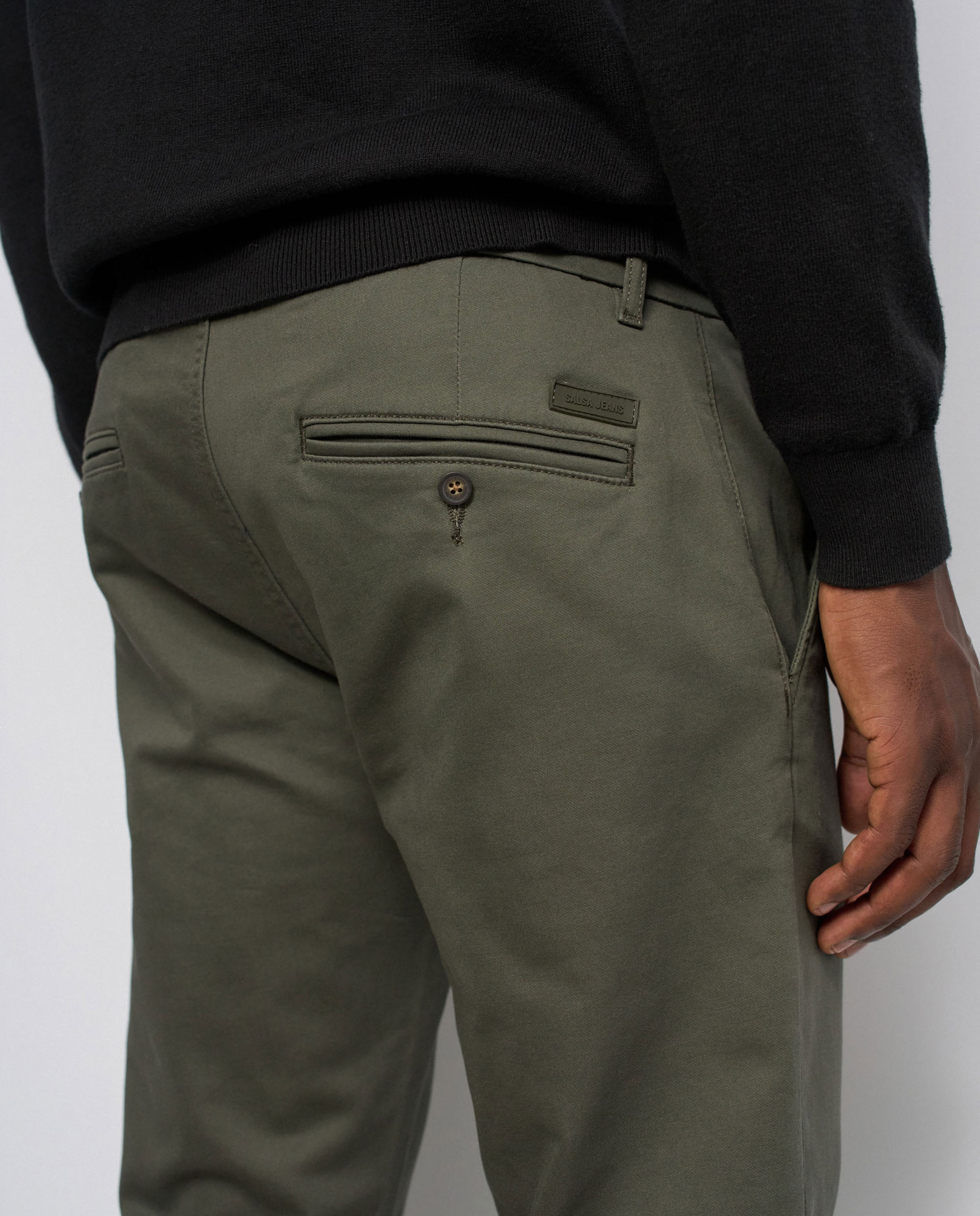 Pantalones chino s-activ de hombre - Salsa Jeans - Verde Verde-4
