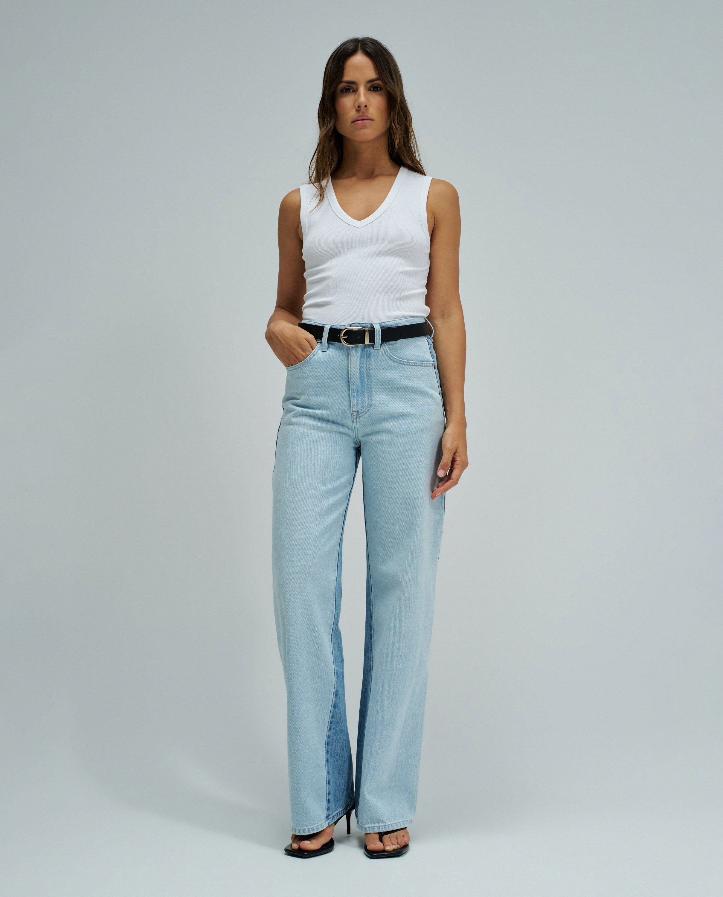 Imagen 0 de Vaqueros wide leg de mujer Azul