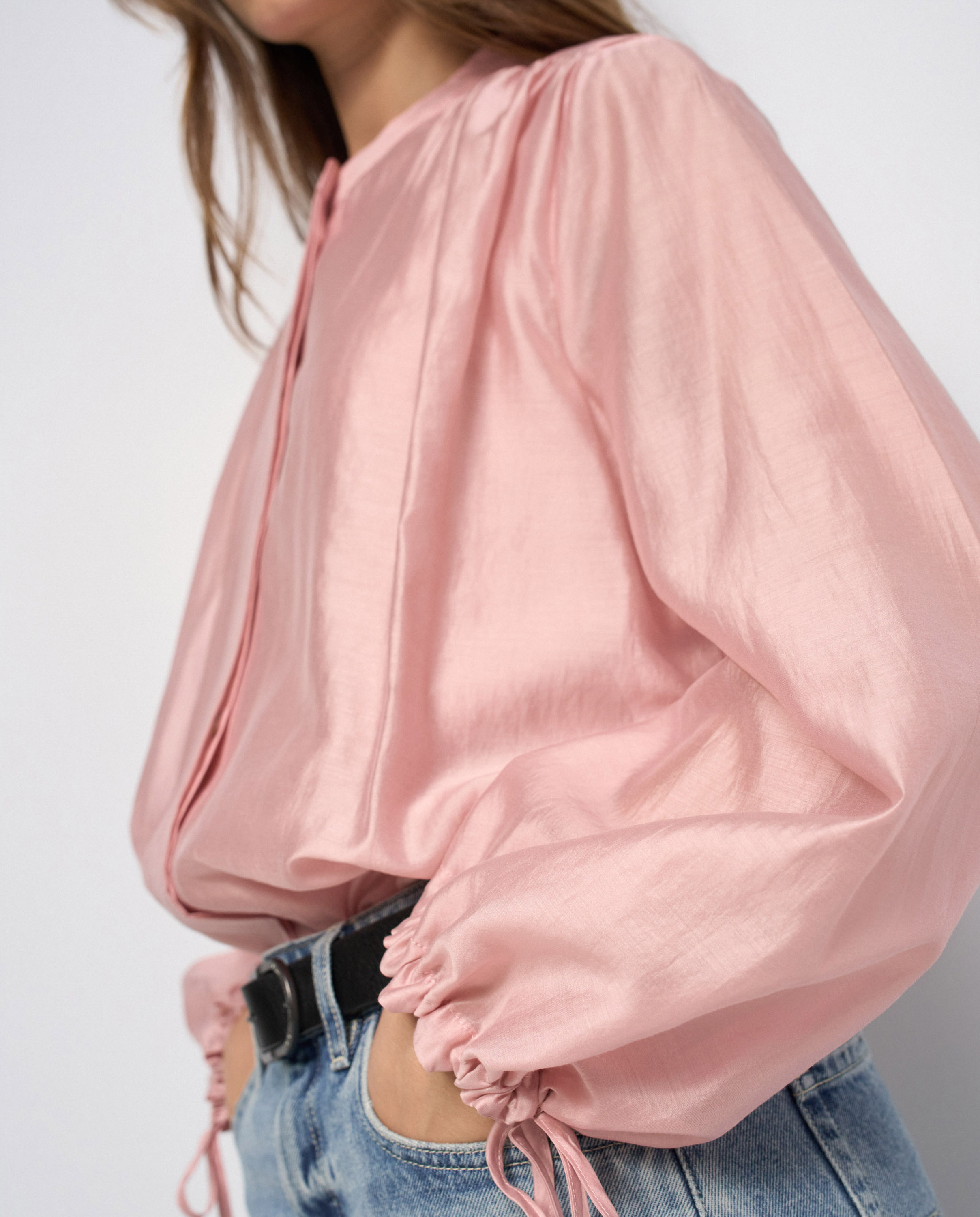 Blusa con mangas abullonadas de mujer - Salsa Jeans - Rosa Rosa-4