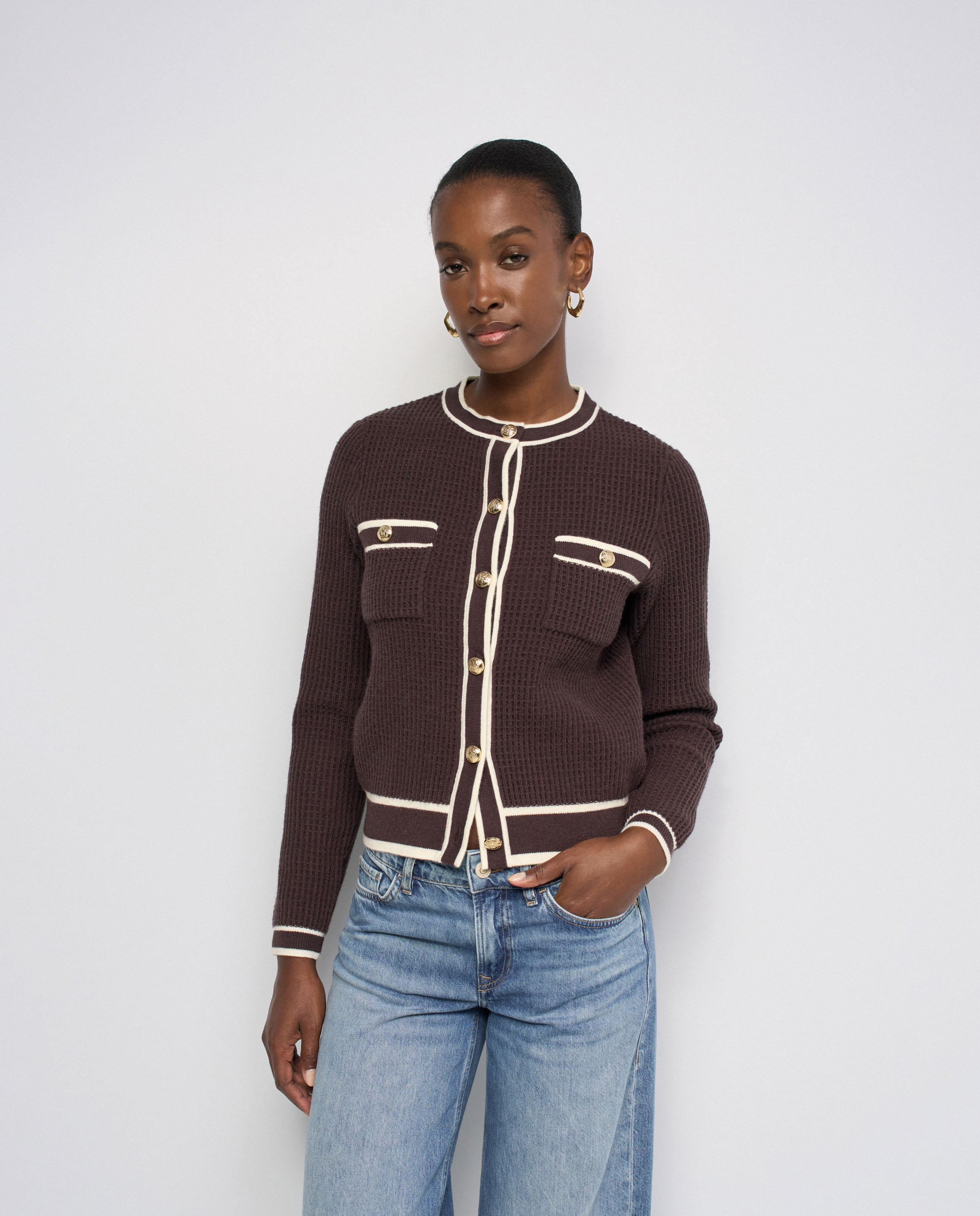 Cárdigan con botones dorados de mujer - Salsa Jeans - Marrón Marrón-1