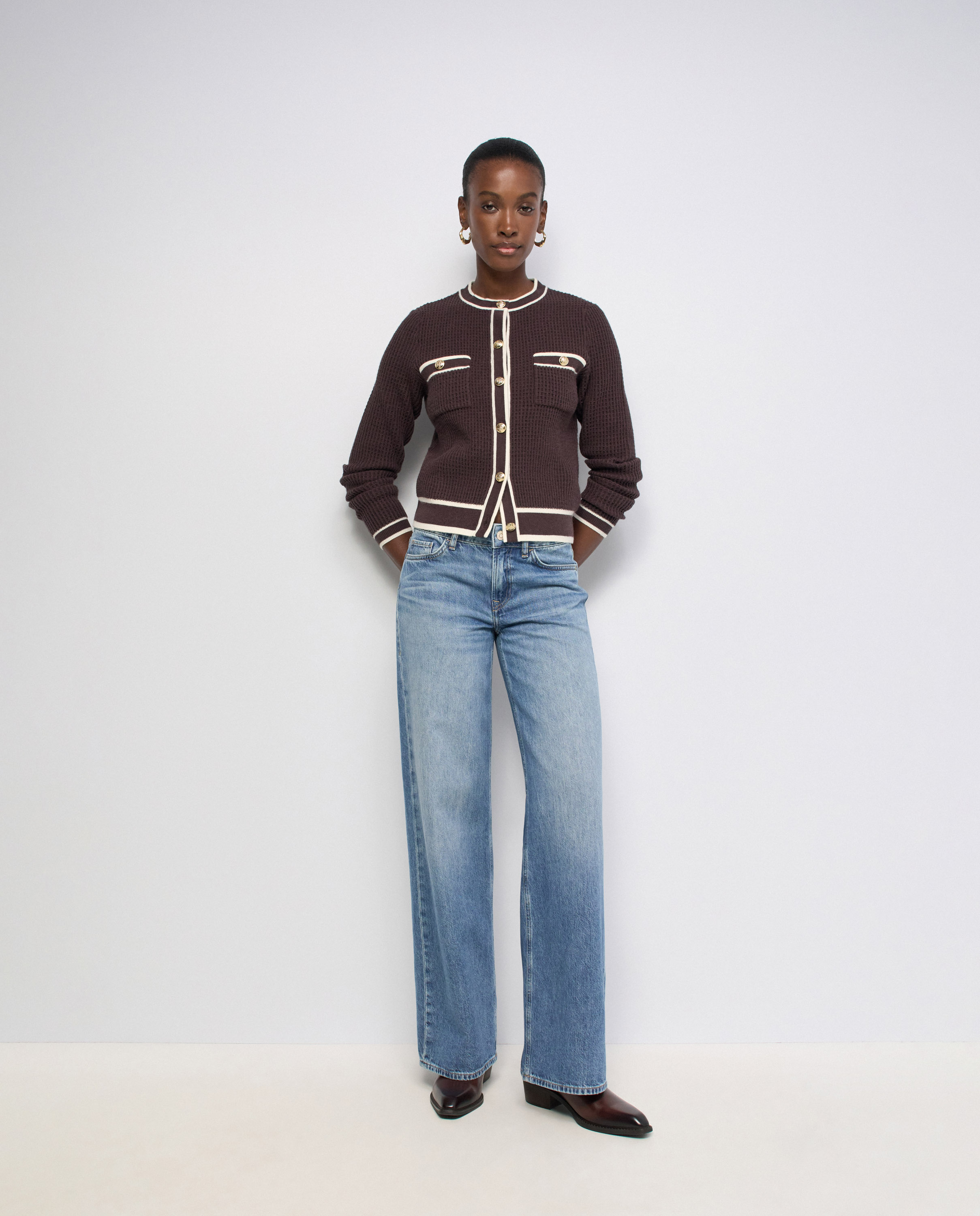 Cárdigan con botones dorados de mujer - Salsa Jeans - Marrón Marrón-5