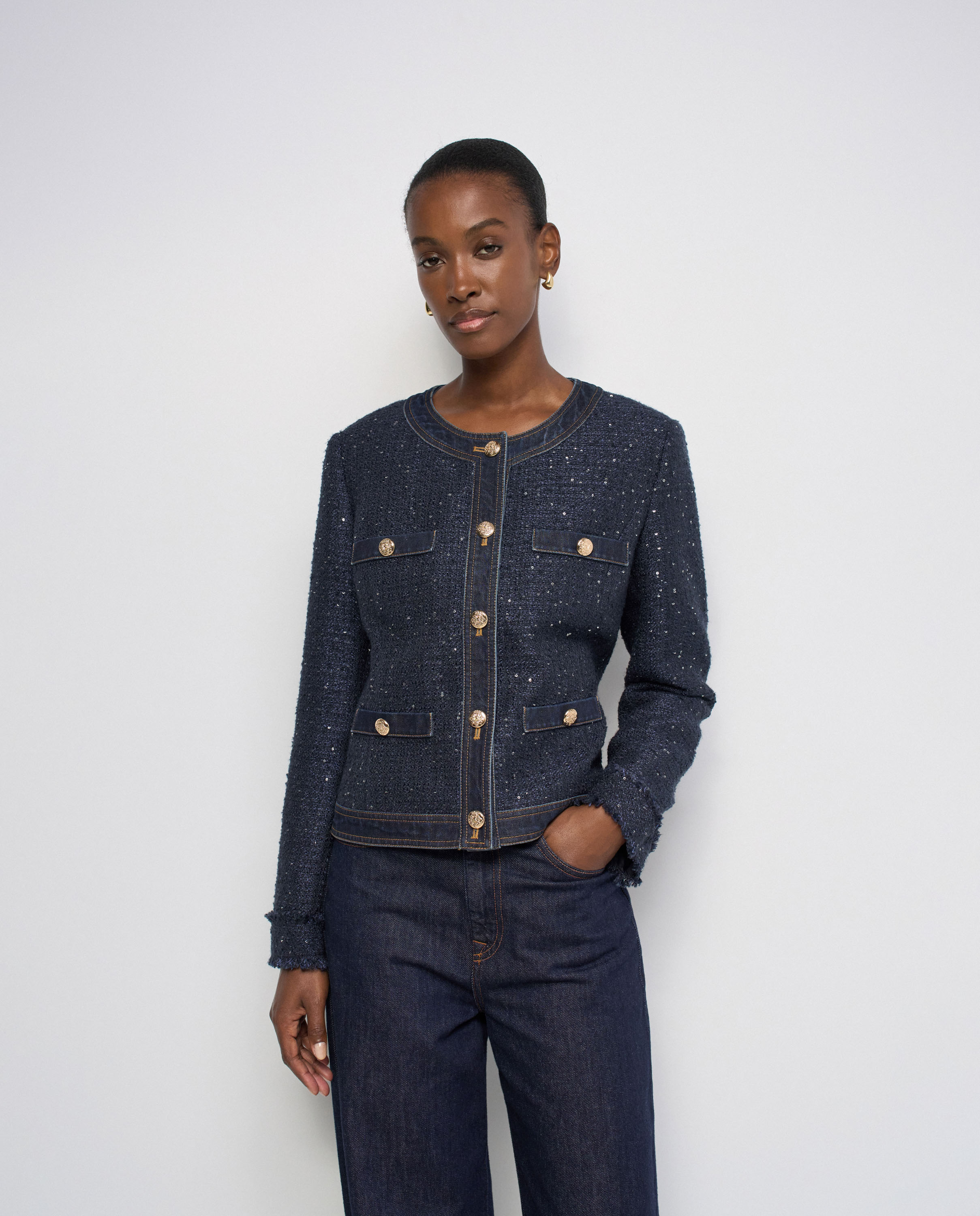 Imagen 0 de Chaqueta de tweed de mujer Azul