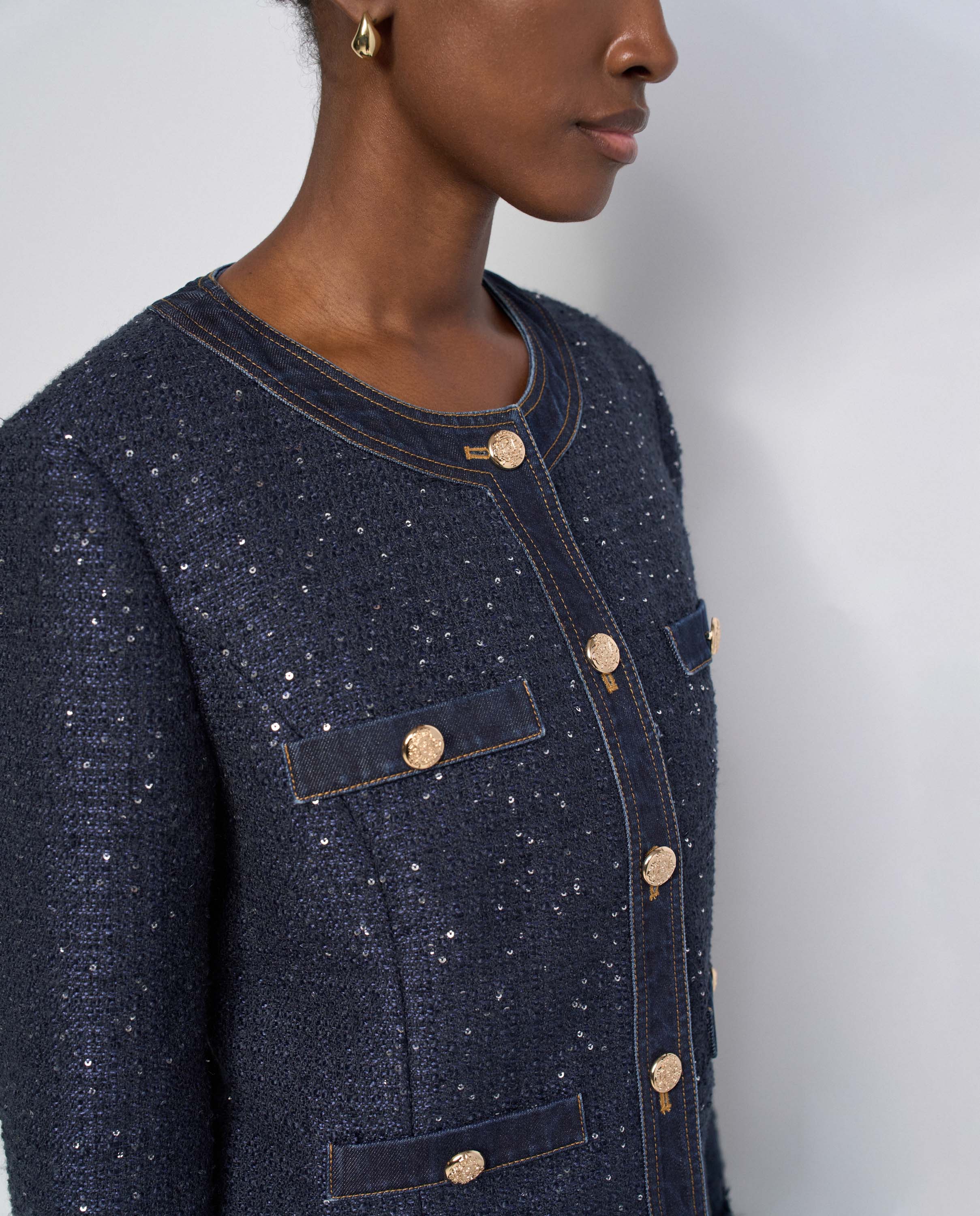 Chaqueta de tweed de mujer - Salsa Jeans - Azul Azul-4