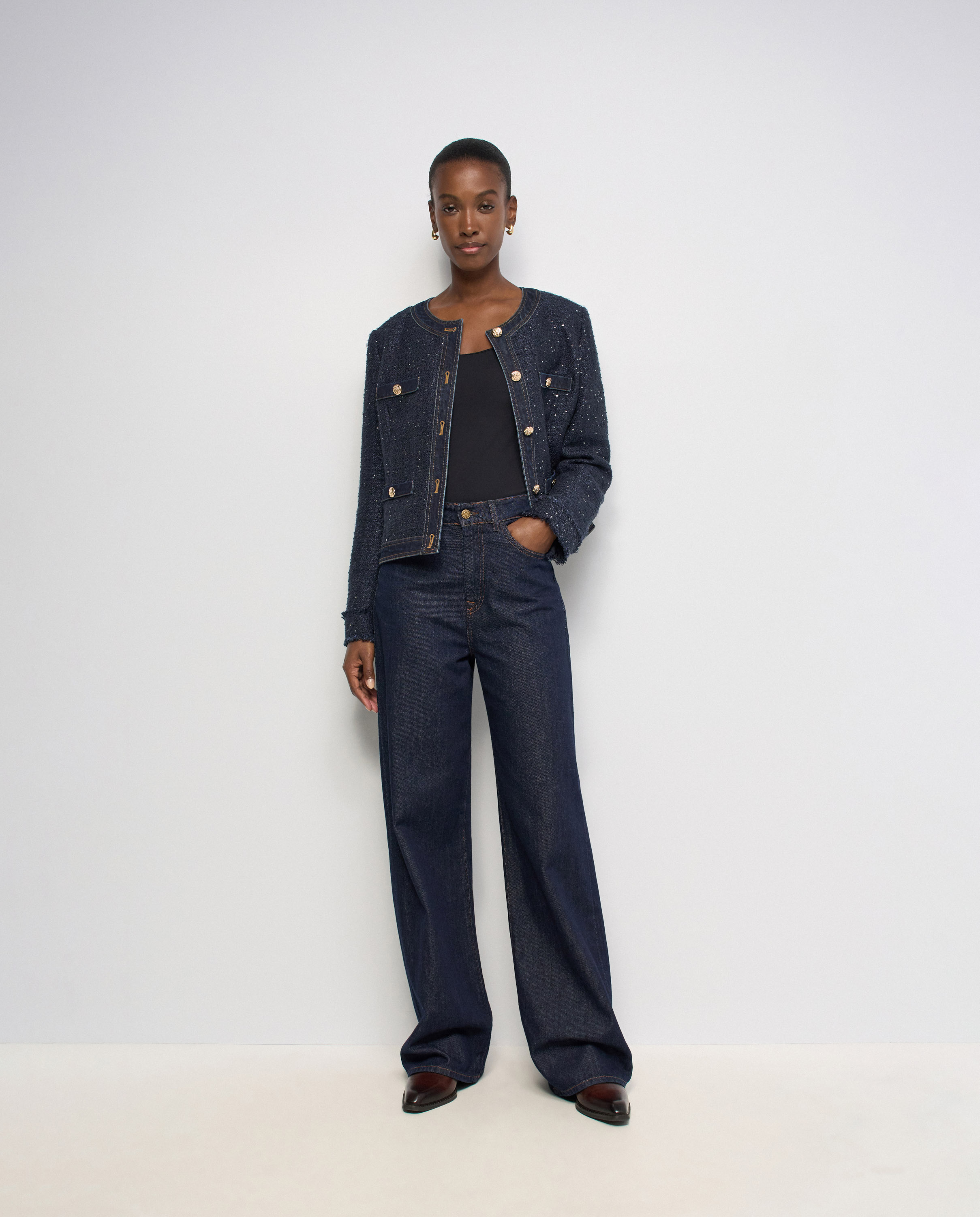 Chaqueta de tweed de mujer - Salsa Jeans - Azul Azul-5