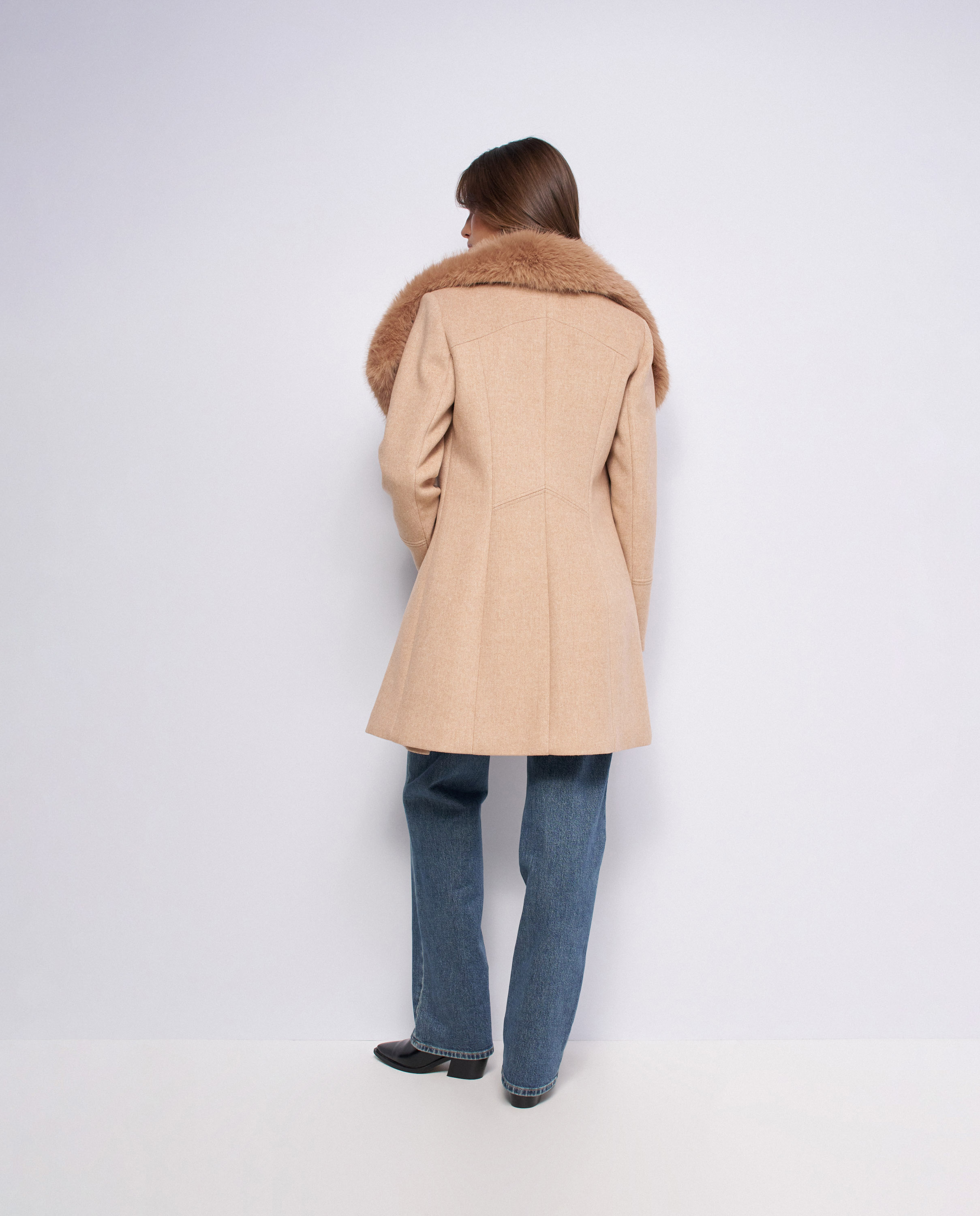 Abrigo de lana grace con pelo de mujer - Salsa Jeans - Camel Camel-3