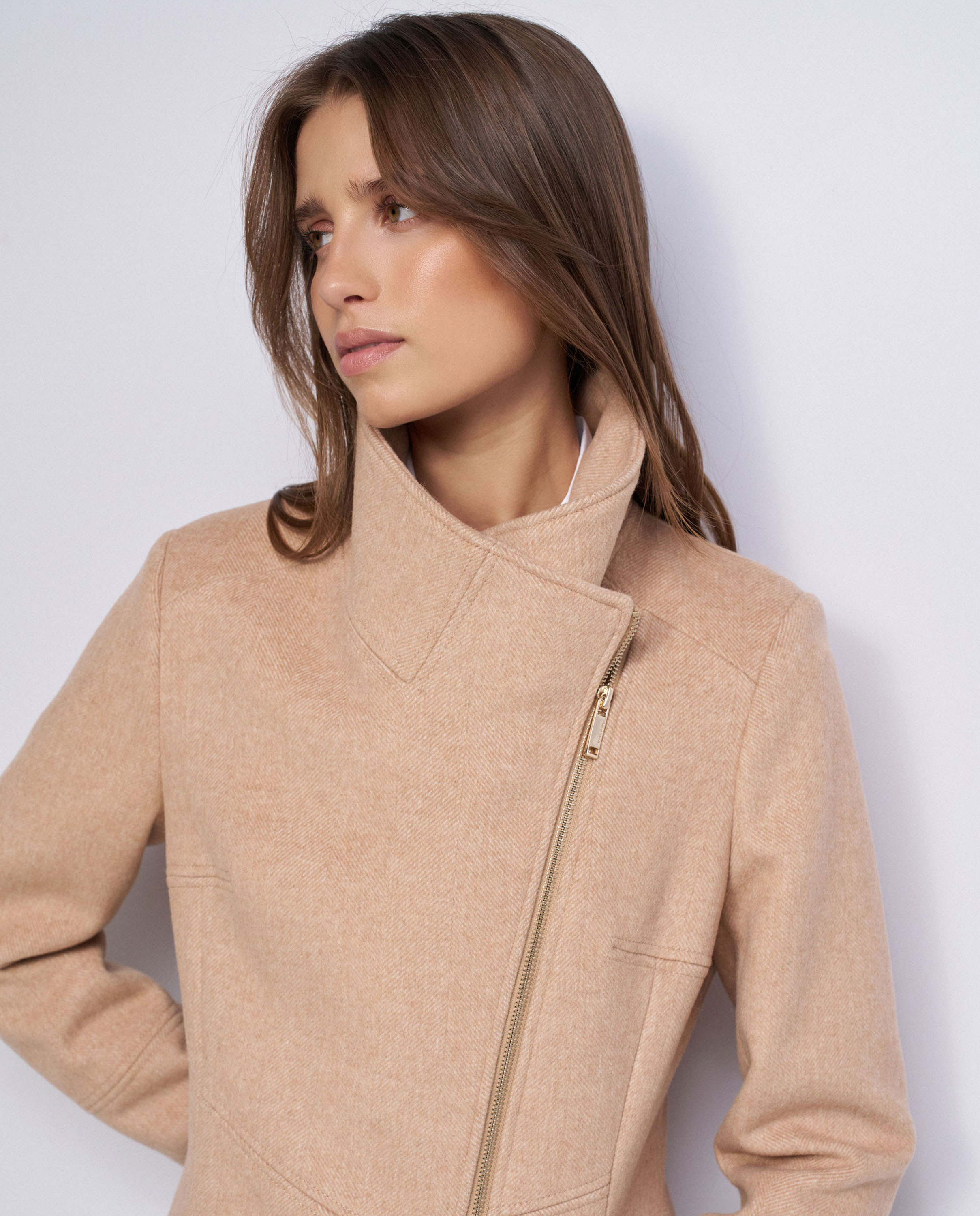 Abrigo de lana grace con pelo de mujer - Salsa Jeans - Camel Camel-4