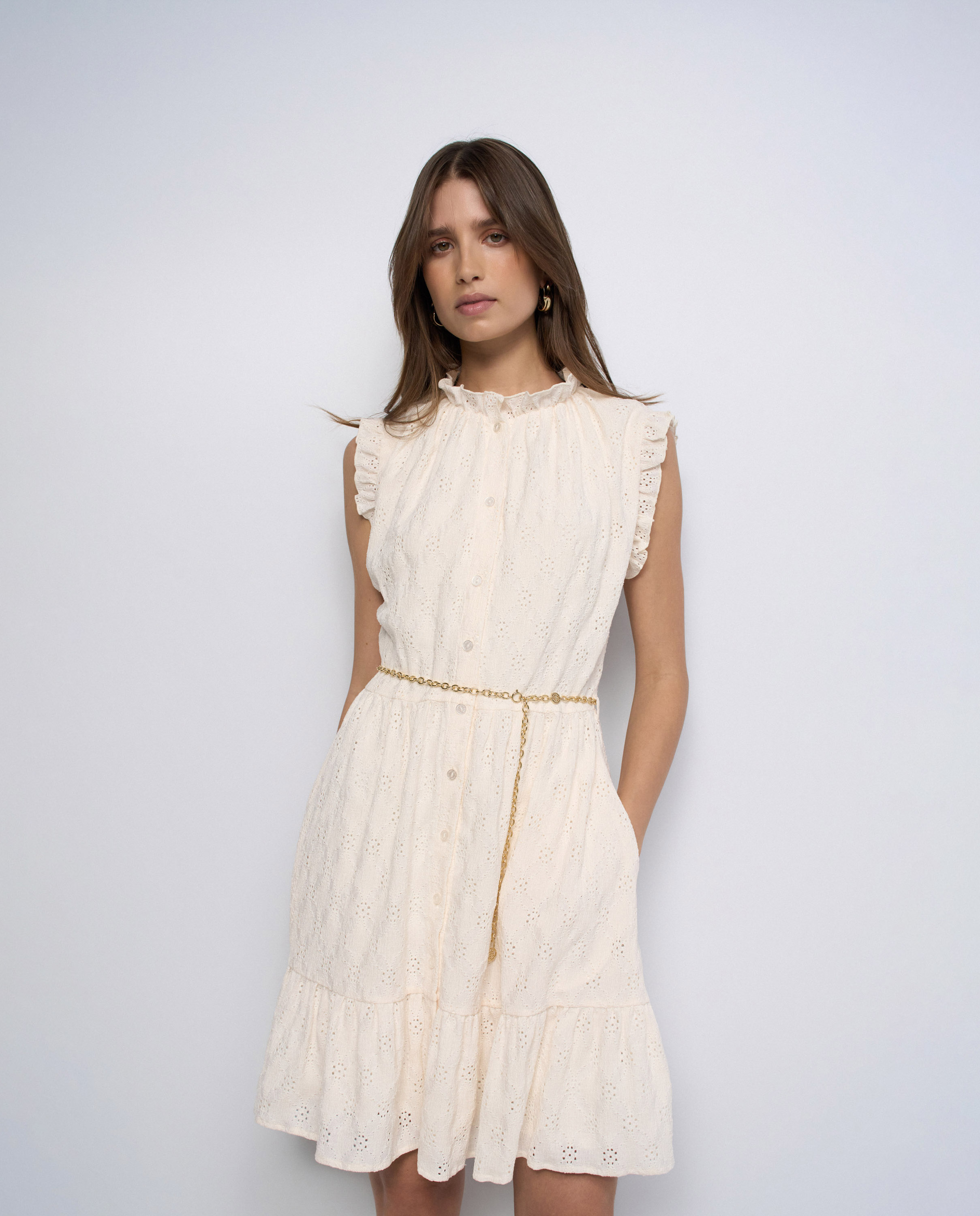 Vestido camisero con bordados de mujer - Salsa Jeans - Natural Natural-1