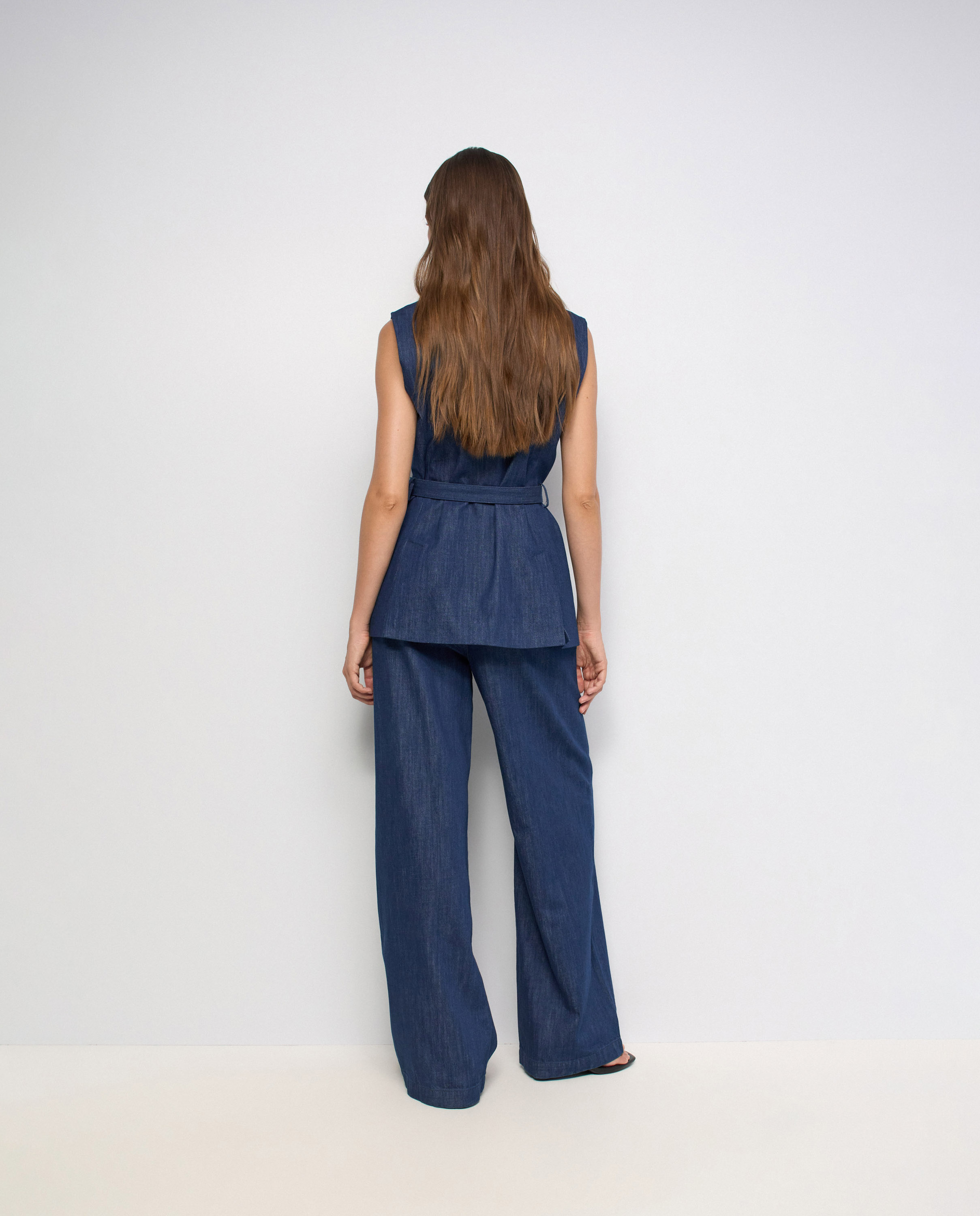 Pantalones chino pierna wide en lightdenim de mujer - Salsa Jeans - Azul Azul-3