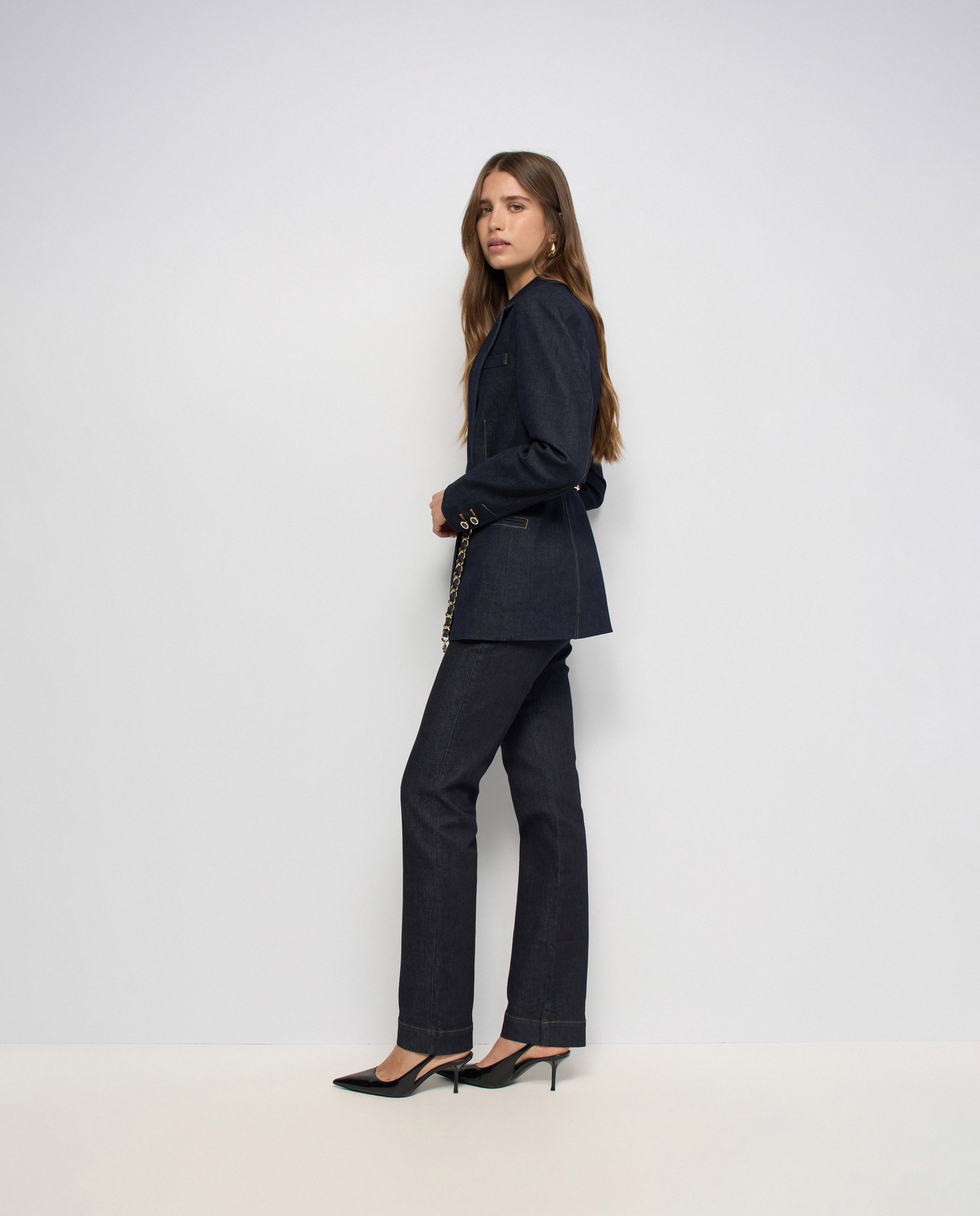 Blazer de denim con cinturón de mujer - Salsa Jeans - Azul Azul-2