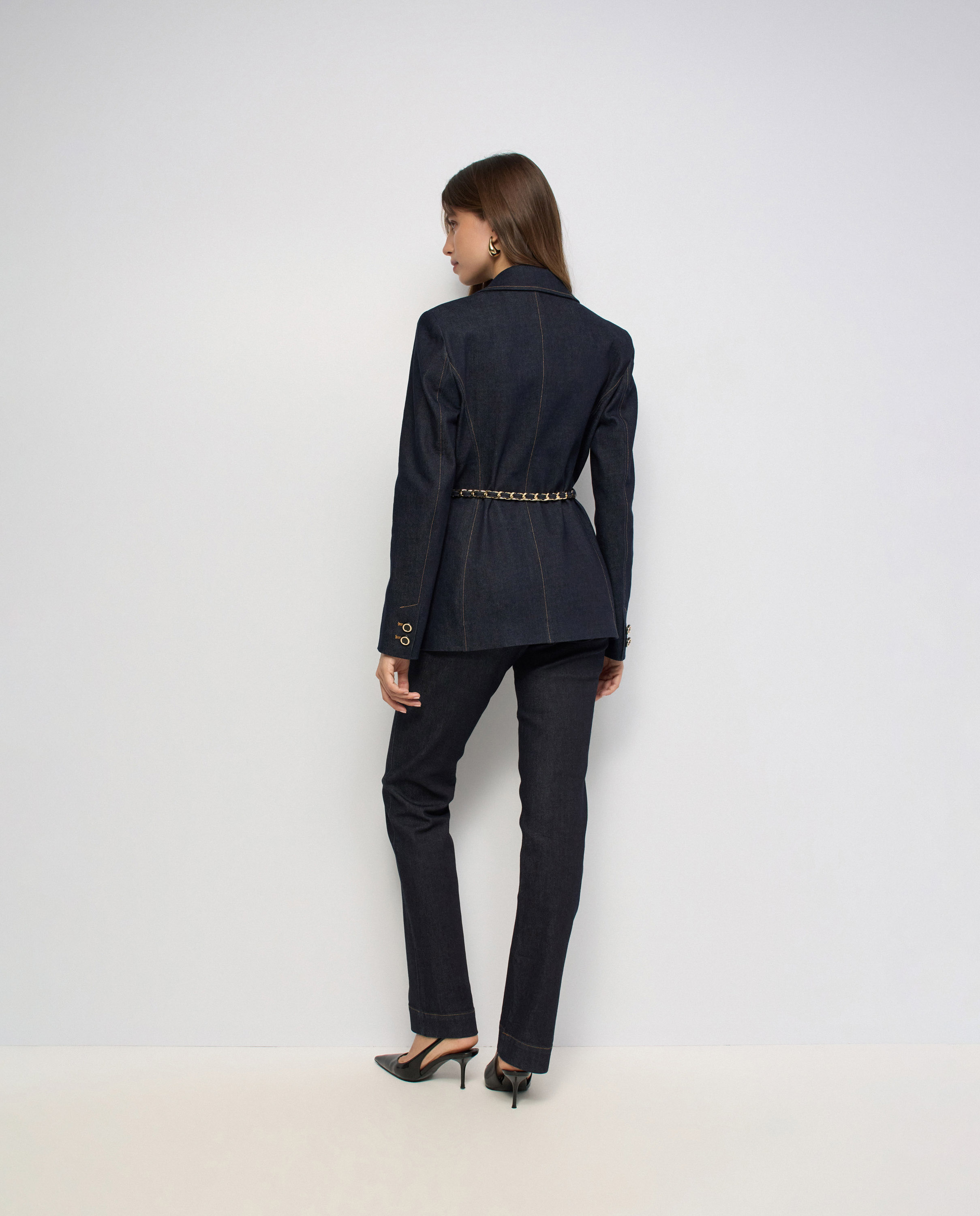Blazer de denim con cinturón de mujer - Salsa Jeans - Azul Azul-3