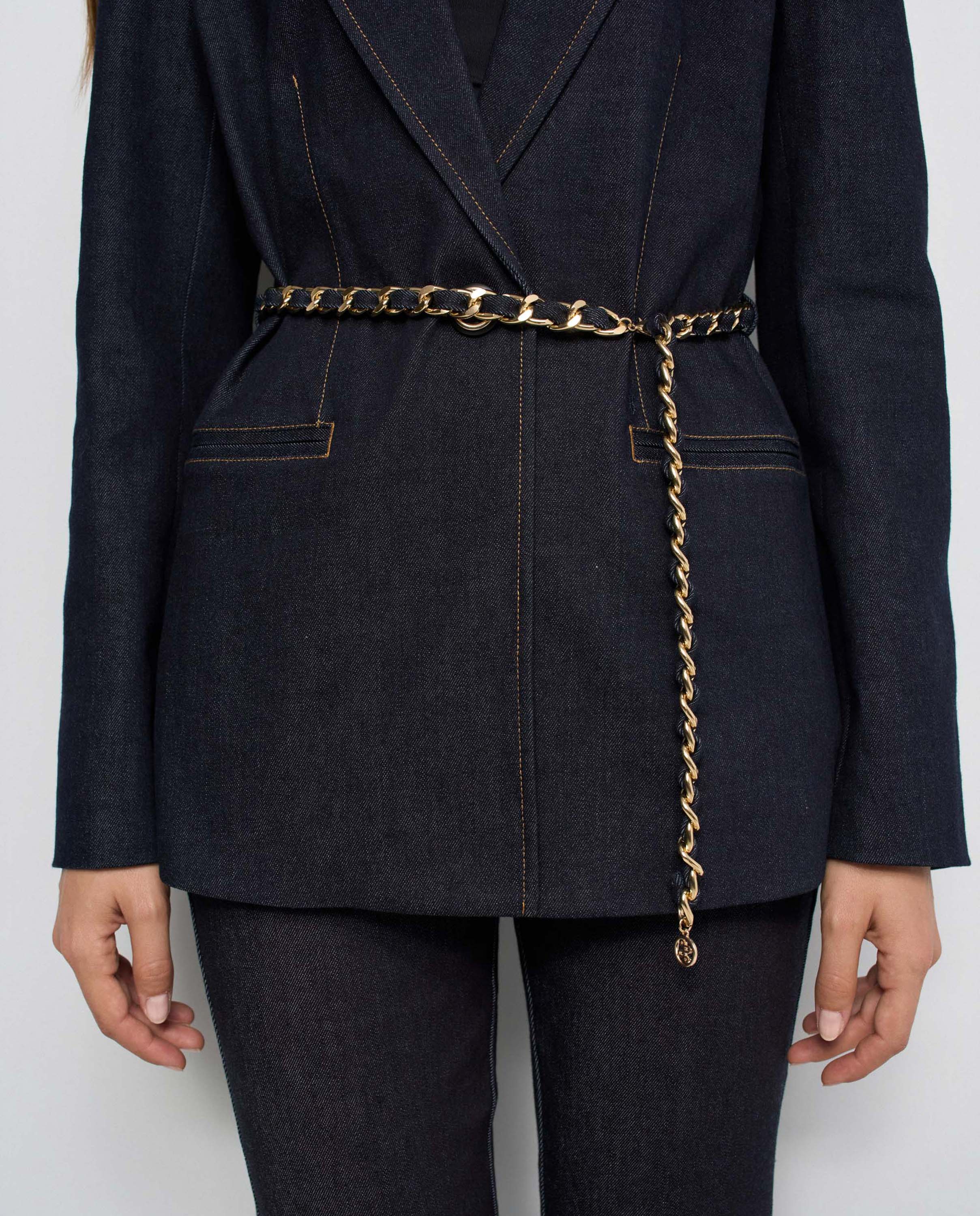 Blazer de denim con cinturón de mujer - Salsa Jeans - Azul Azul-4
