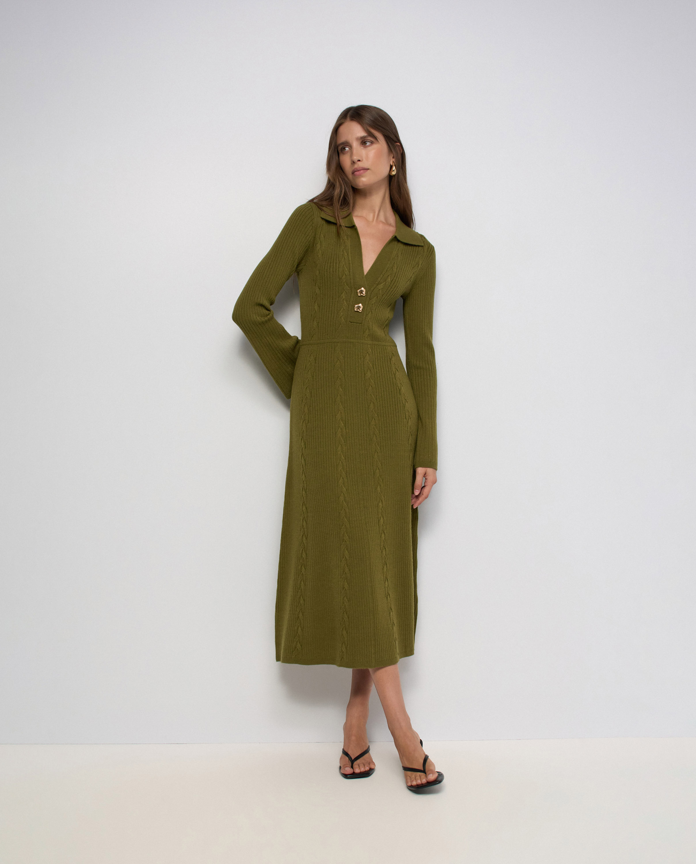 Vestido de punto con jacquard de mujer - Salsa Jeans - Verde Verde-1