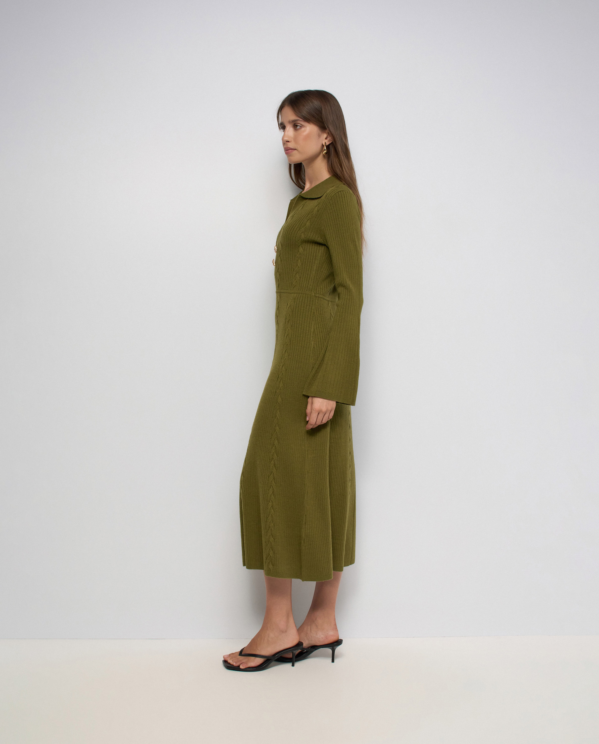 Vestido de punto con jacquard de mujer - Salsa Jeans - Verde Verde-2