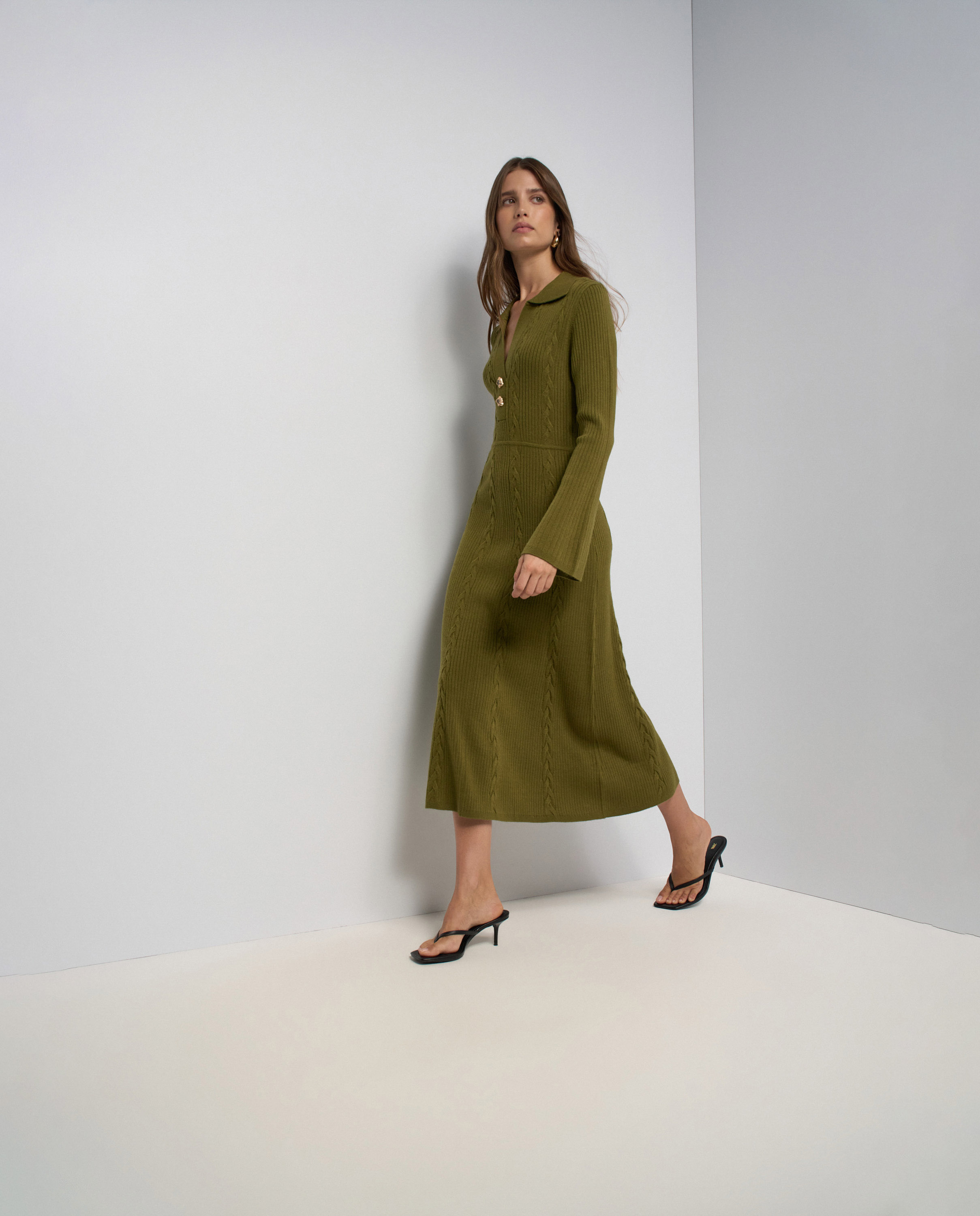 Vestido de punto con jacquard de mujer - Salsa Jeans - Verde Verde-5