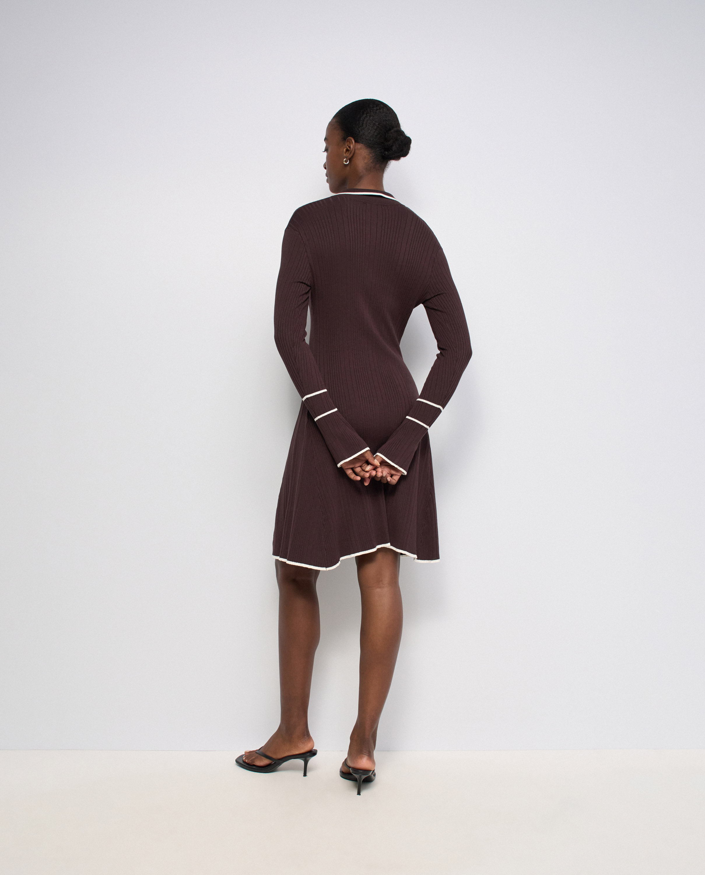 Vestido corto de punto estilo polo de mujer - Salsa Jeans - Marrón Marrón-3
