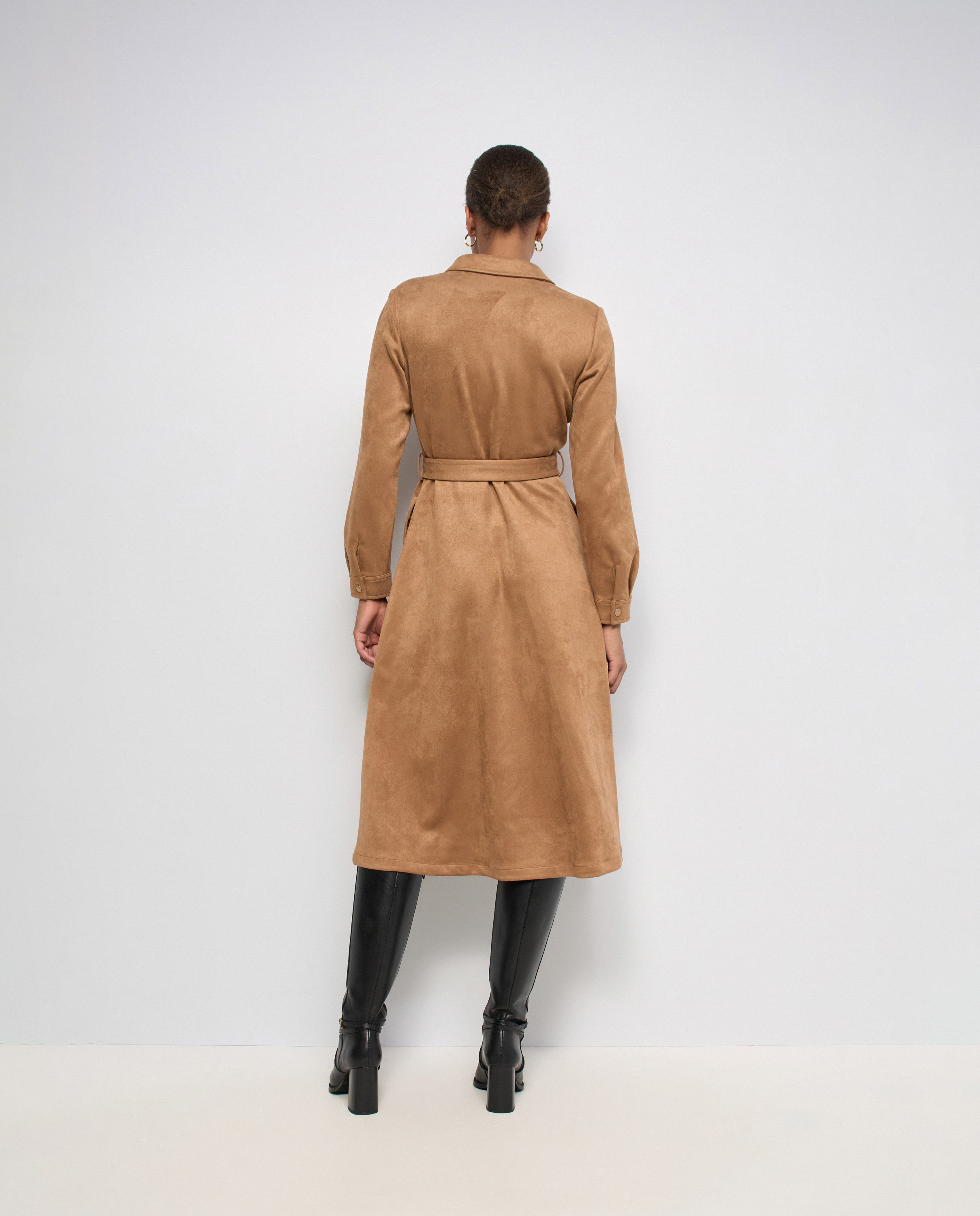 Vestido midi de ante de mujer - Salsa Jeans - Marrón Marrón-3