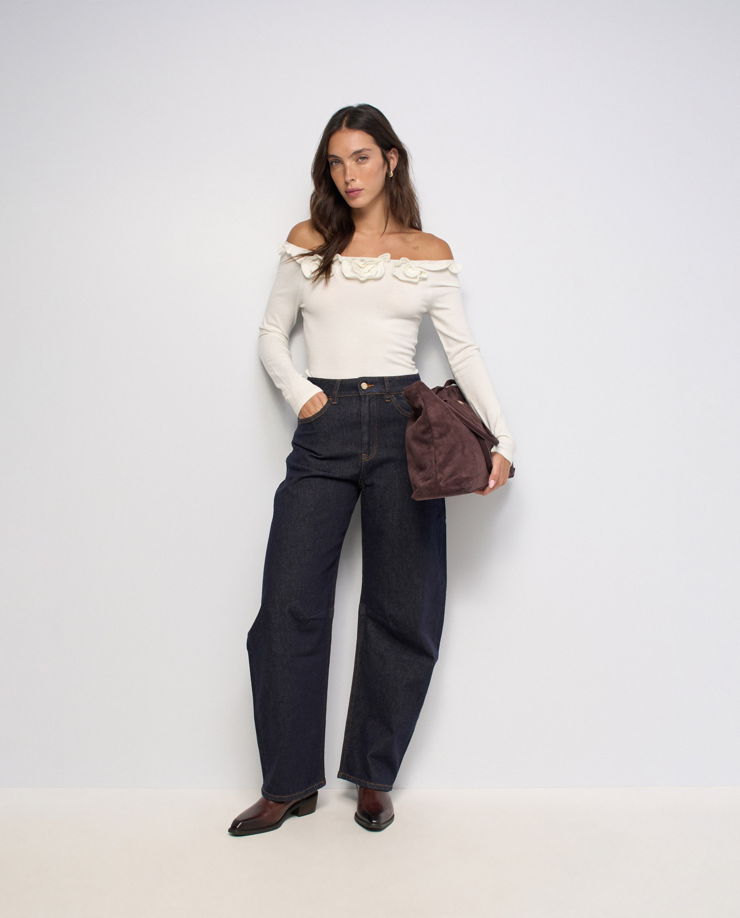 Jersey con apliques florales tridimensionales de mujer - Salsa Jeans - Natural Natural-5