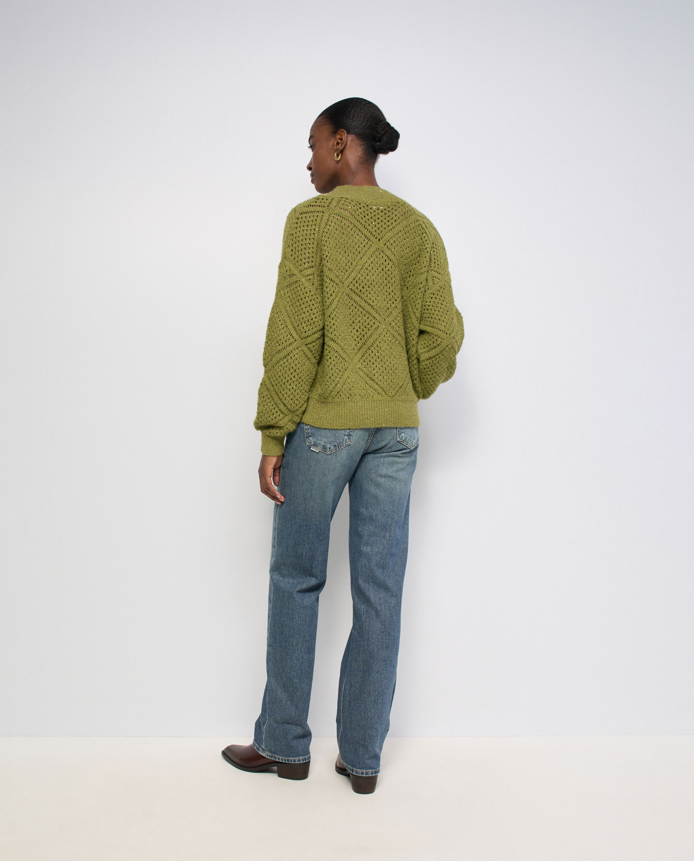 Jersey de punto con brillos de mujer - Salsa Jeans - Verde Verde-3