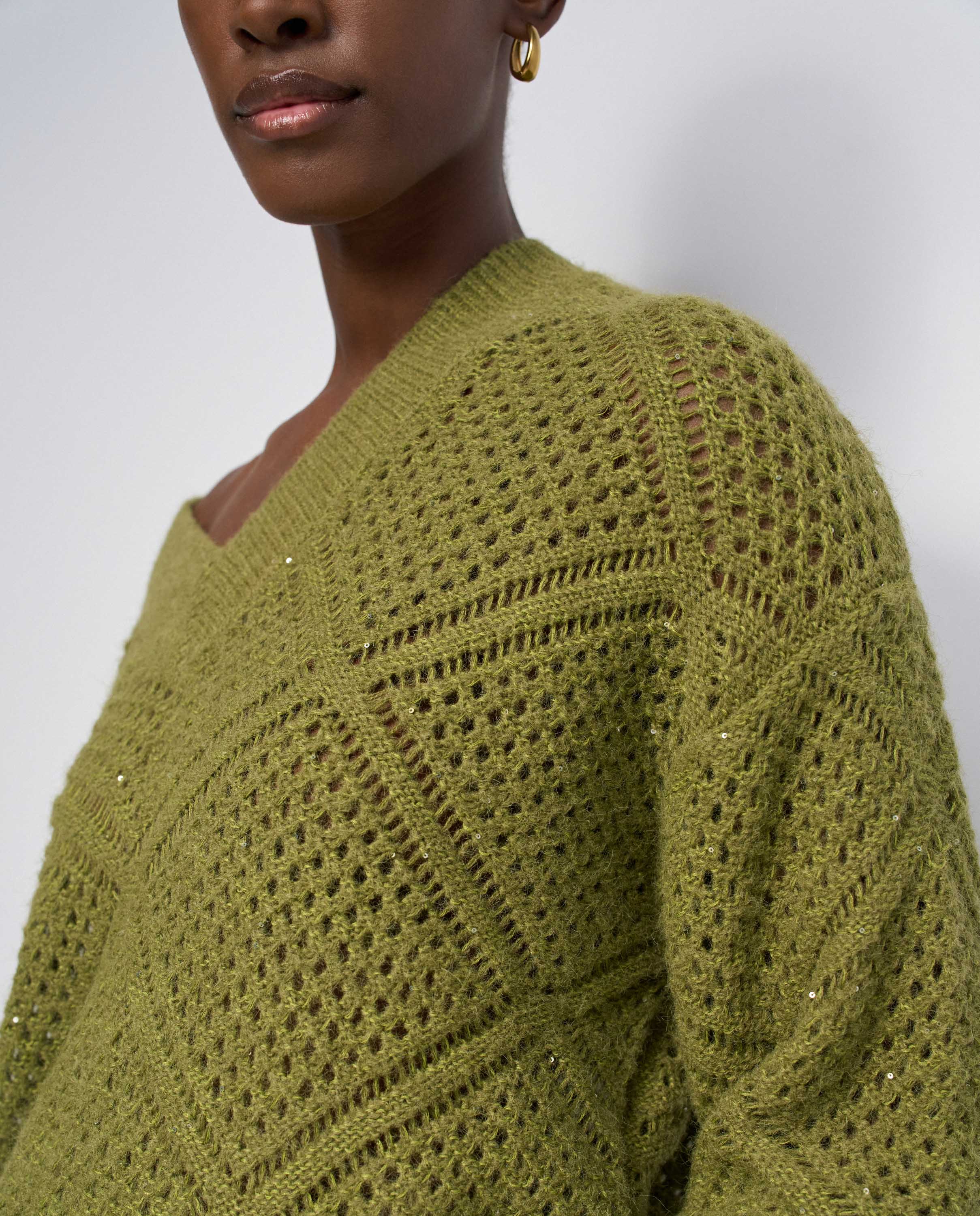 Jersey de punto con brillos de mujer - Salsa Jeans - Verde Verde-4