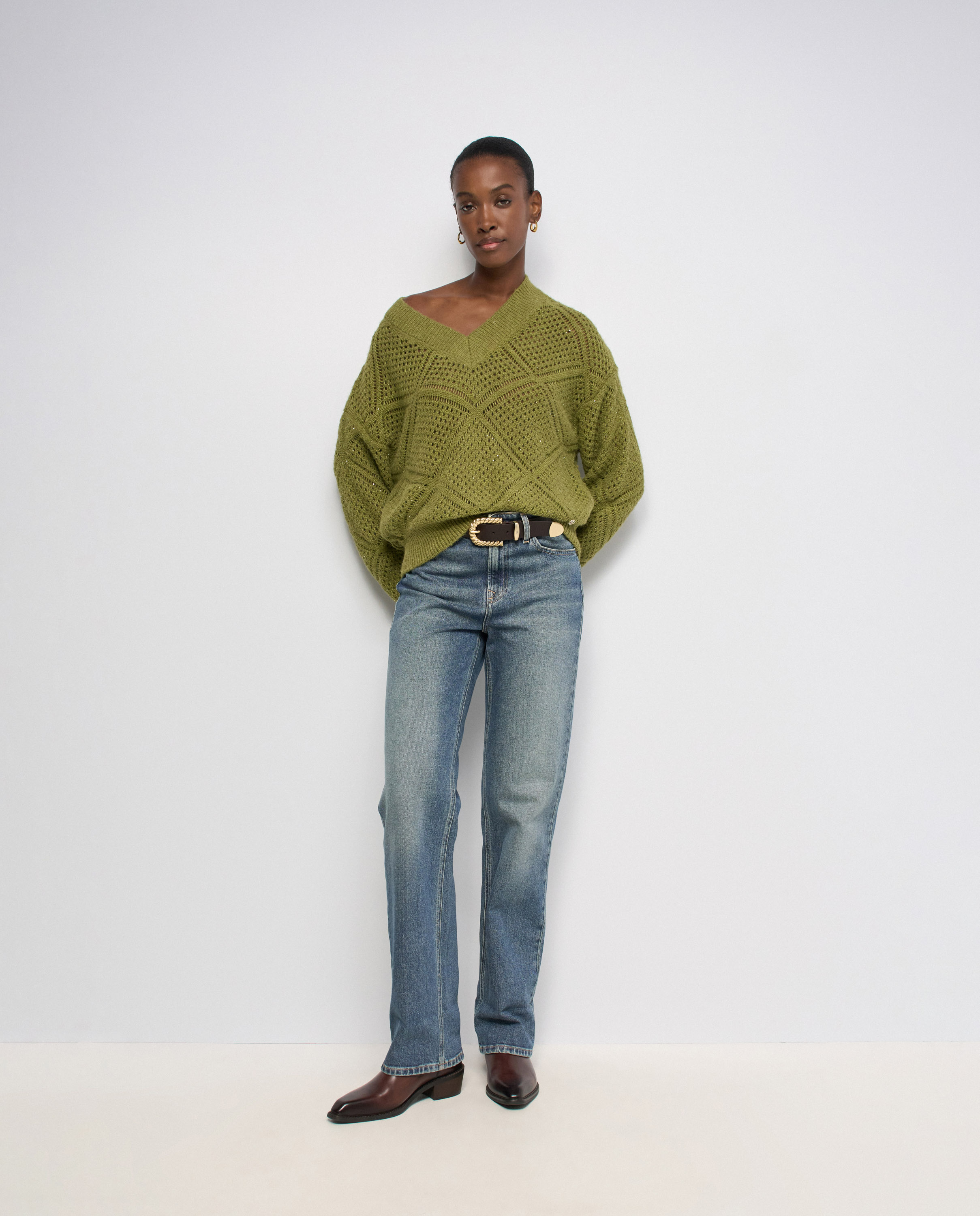 Jersey de punto con brillos de mujer - Salsa Jeans - Verde Verde-5