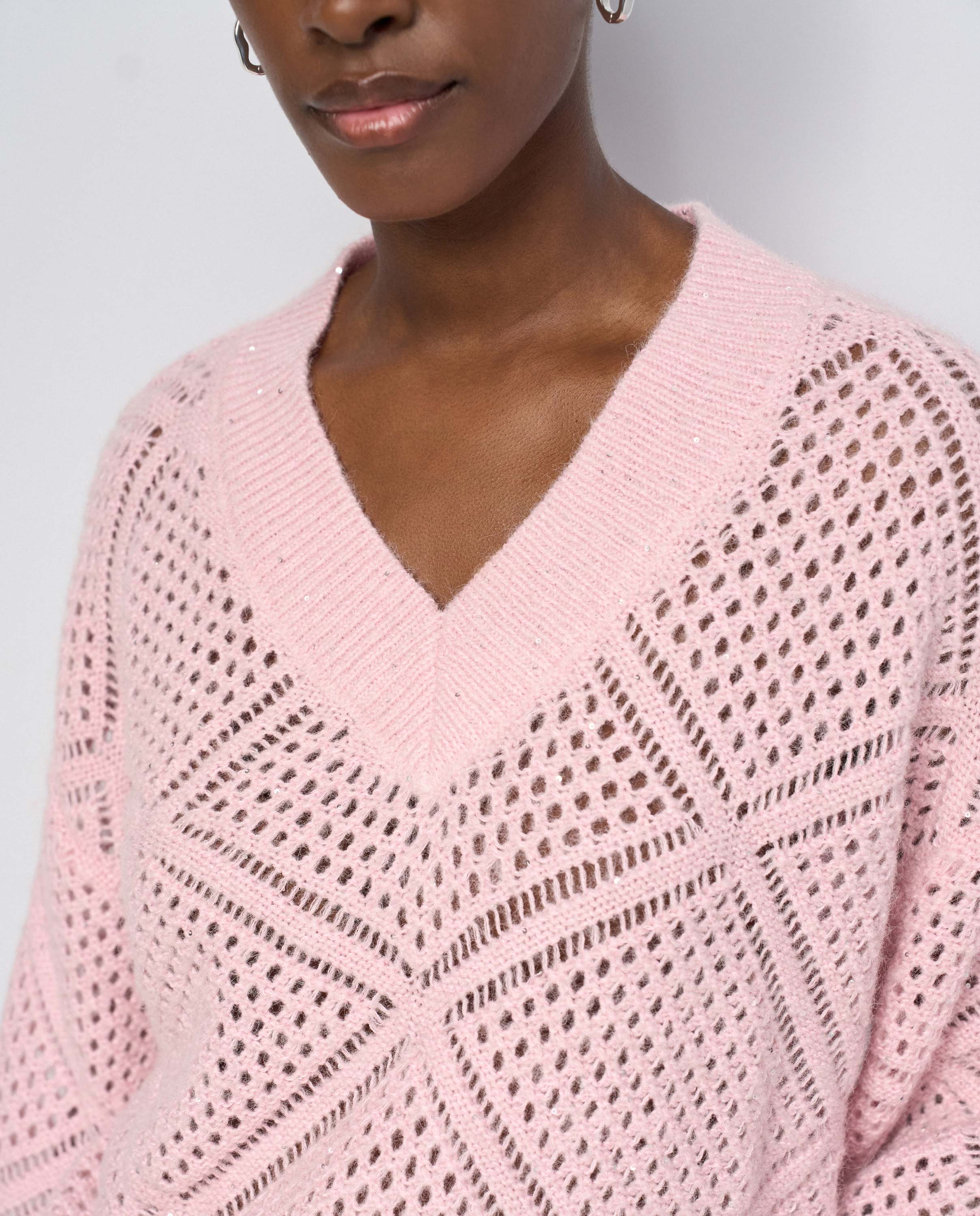 Jersey de punto con brillos de mujer - Salsa Jeans - Rosa Rosa-4