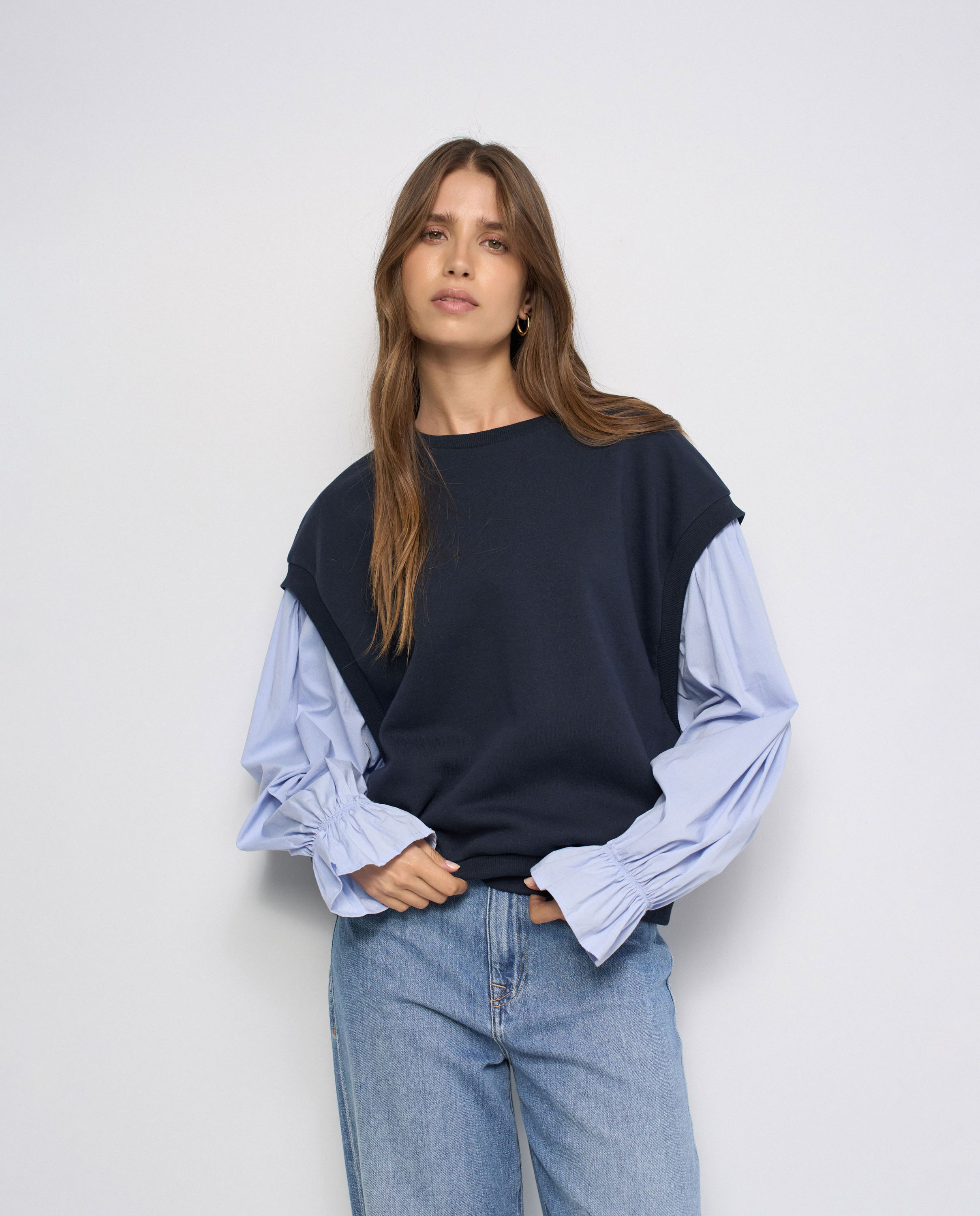 Jersey combinado con camisa de mujer - Salsa Jeans - Azul Azul-1