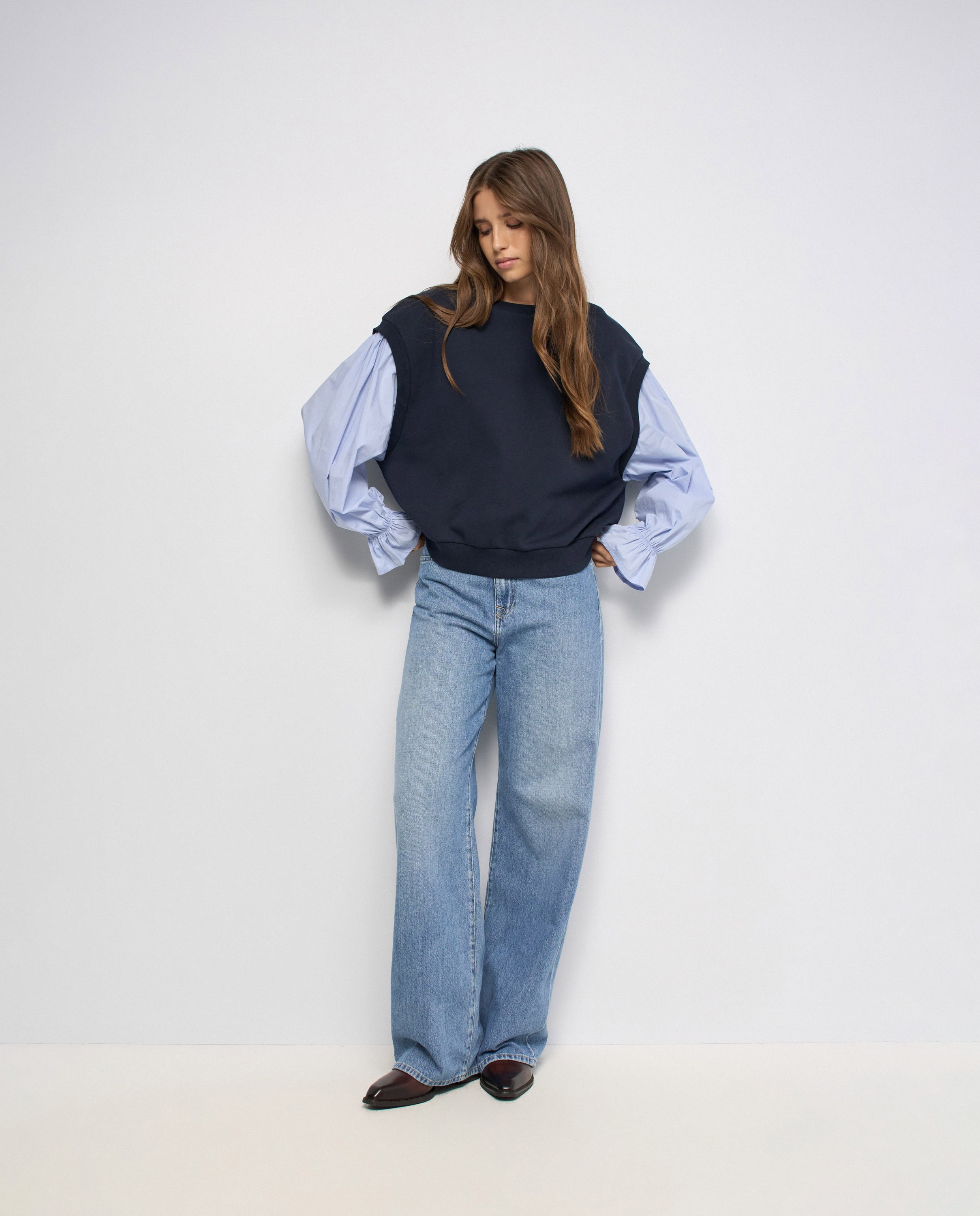 Jersey combinado con camisa de mujer - Salsa Jeans - Azul Azul-5