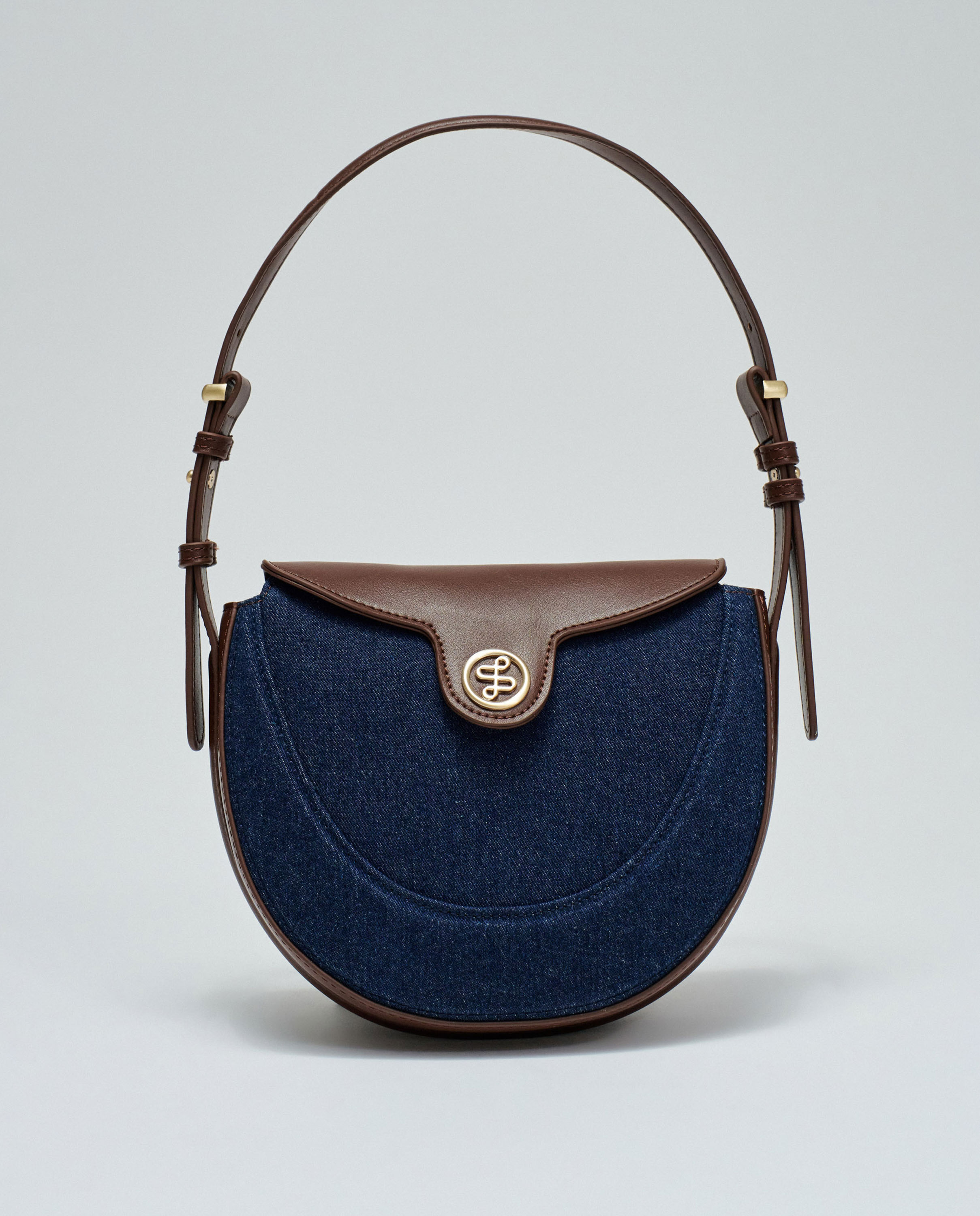 Imagen 0 de Bolso de hombro de denim y polipiel de mujer Azul