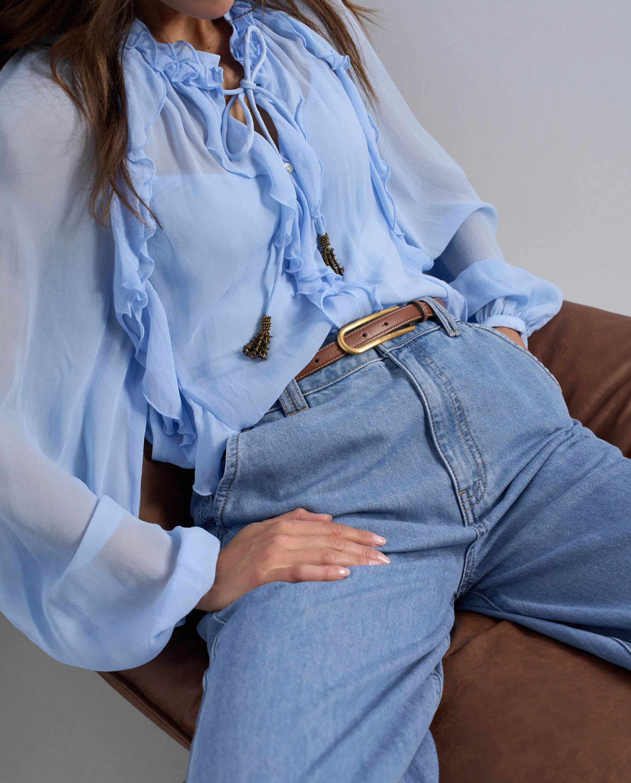 Cinturón de cuero de mujer - Salsa Jeans - Marrón Marrón-2