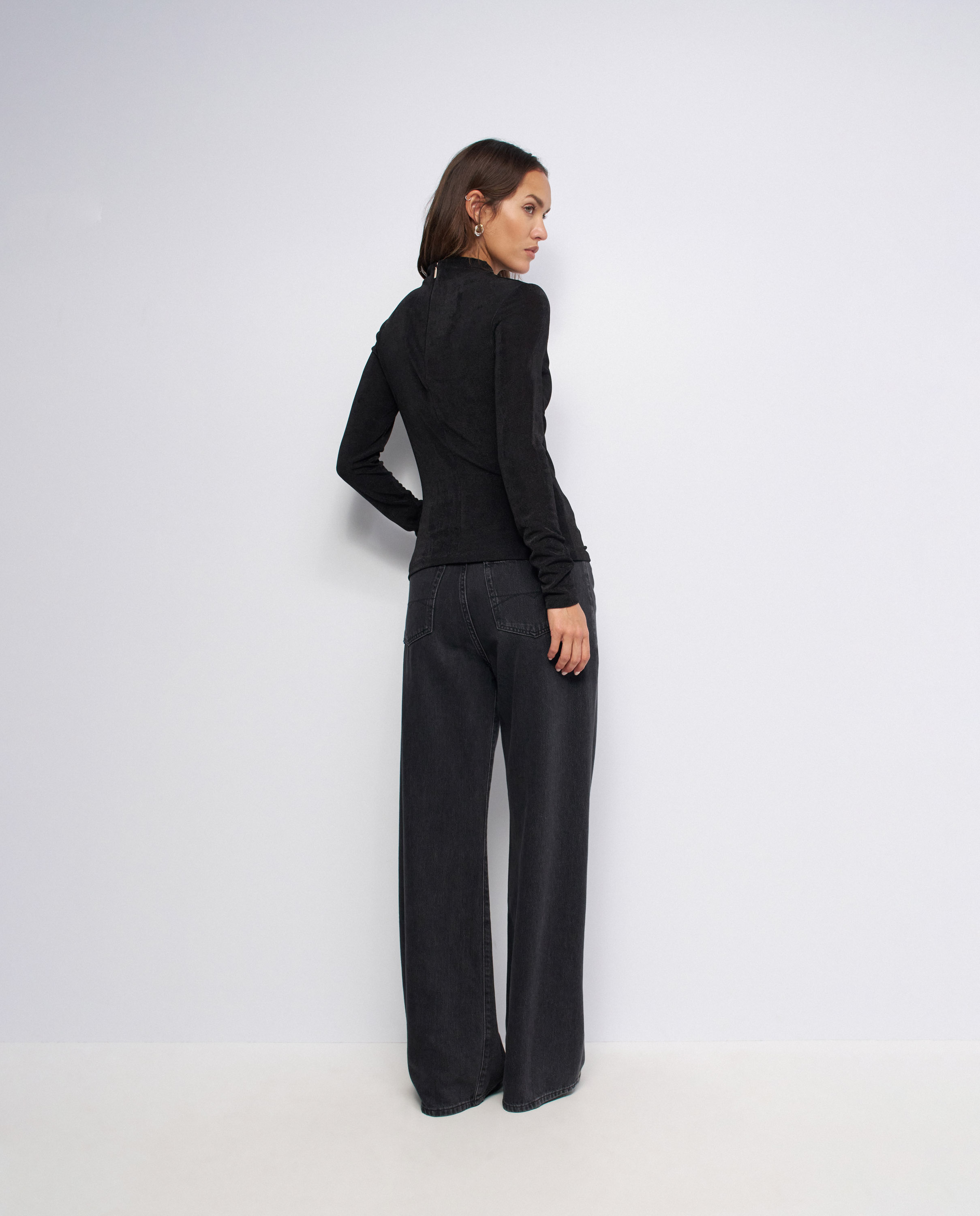 Jersey texturizado con abertura en el pecho de mujer - Salsa Jeans - Negro Negro-3